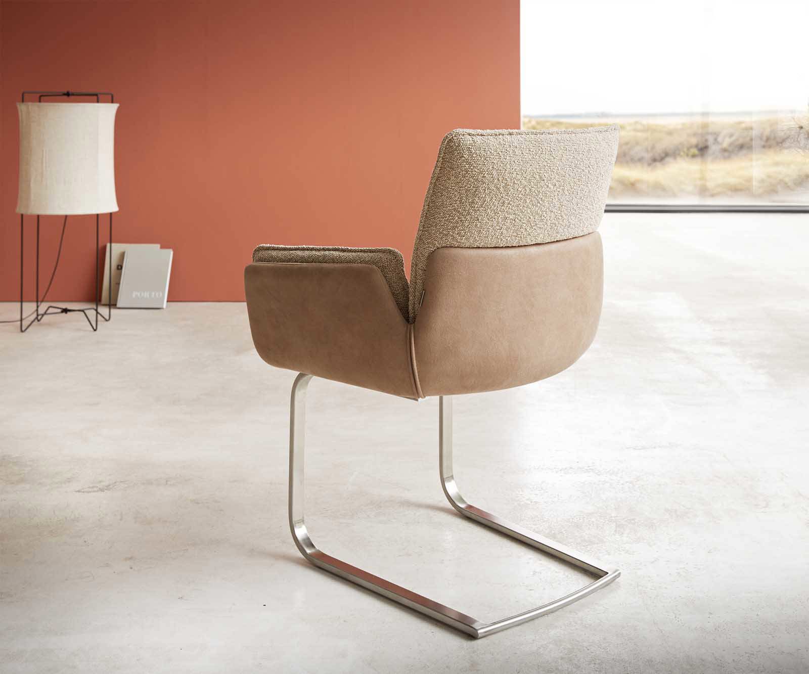 Étkezőszék Nela-Flex vegyes anyagok sötét bézs lapos rozsdamentes acél étkezőszék - Image 5