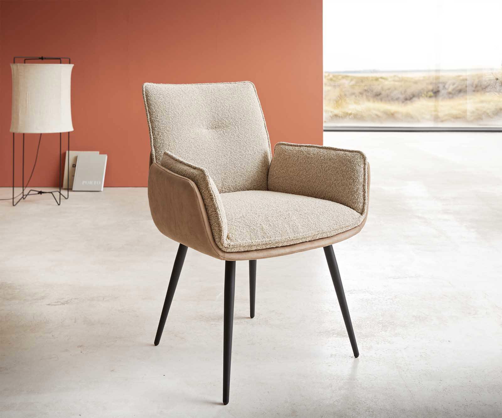 Étkezőszék Nela-Flex vegyes anyagok sötét bézs 4 lábas kúpos fekete