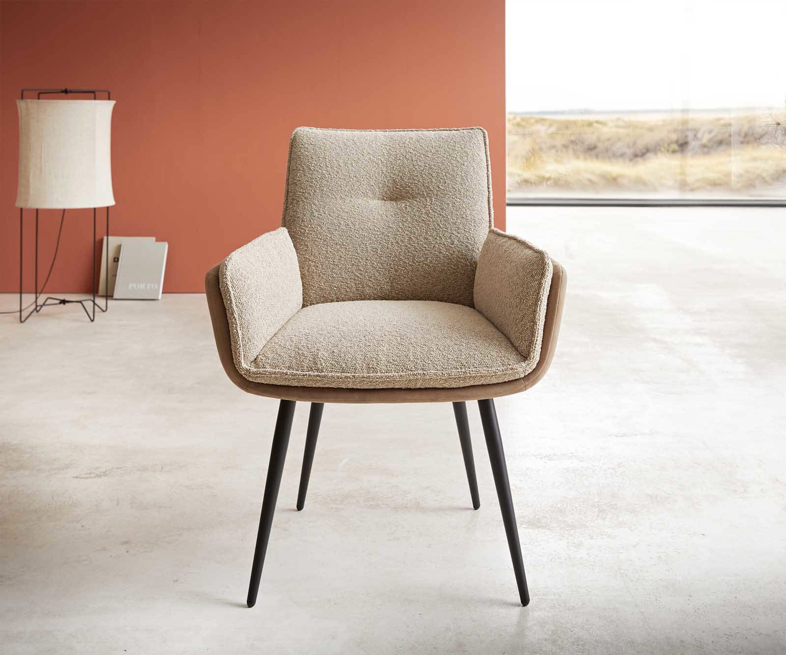 Étkezőszék Nela-Flex vegyes anyagok sötét bézs 4 lábas kúpos fekete - Image 2