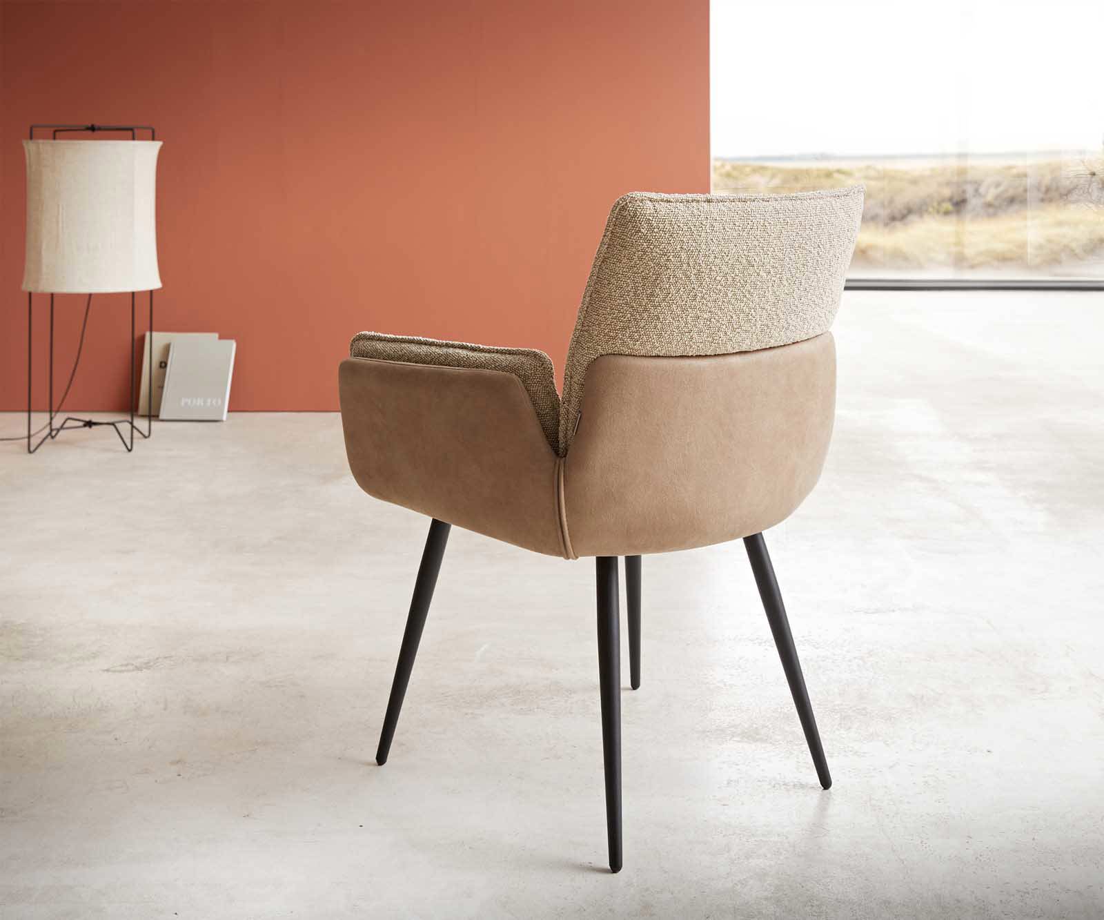 Étkezőszék Nela-Flex vegyes anyagok sötét bézs 4 lábas kúpos fekete - Image 5