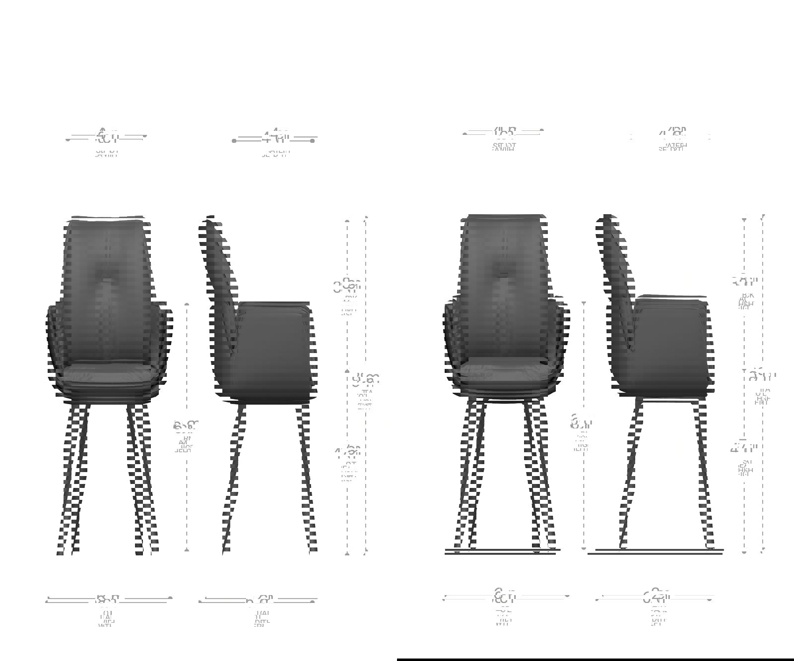 Étkezőszék Nela-Flex vegyes anyagok sötét bézs 4 lábas kúpos fekete - Image 6