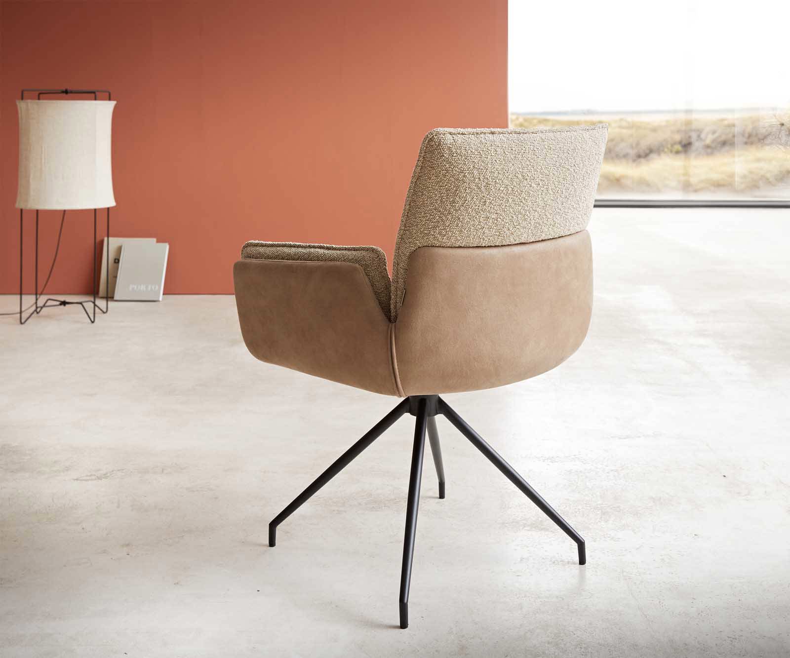 Étkezőszék Nela-Flex vegyes anyagok sötét bézs kereszt láb kúpos fekete 180° forgatható - Image 5