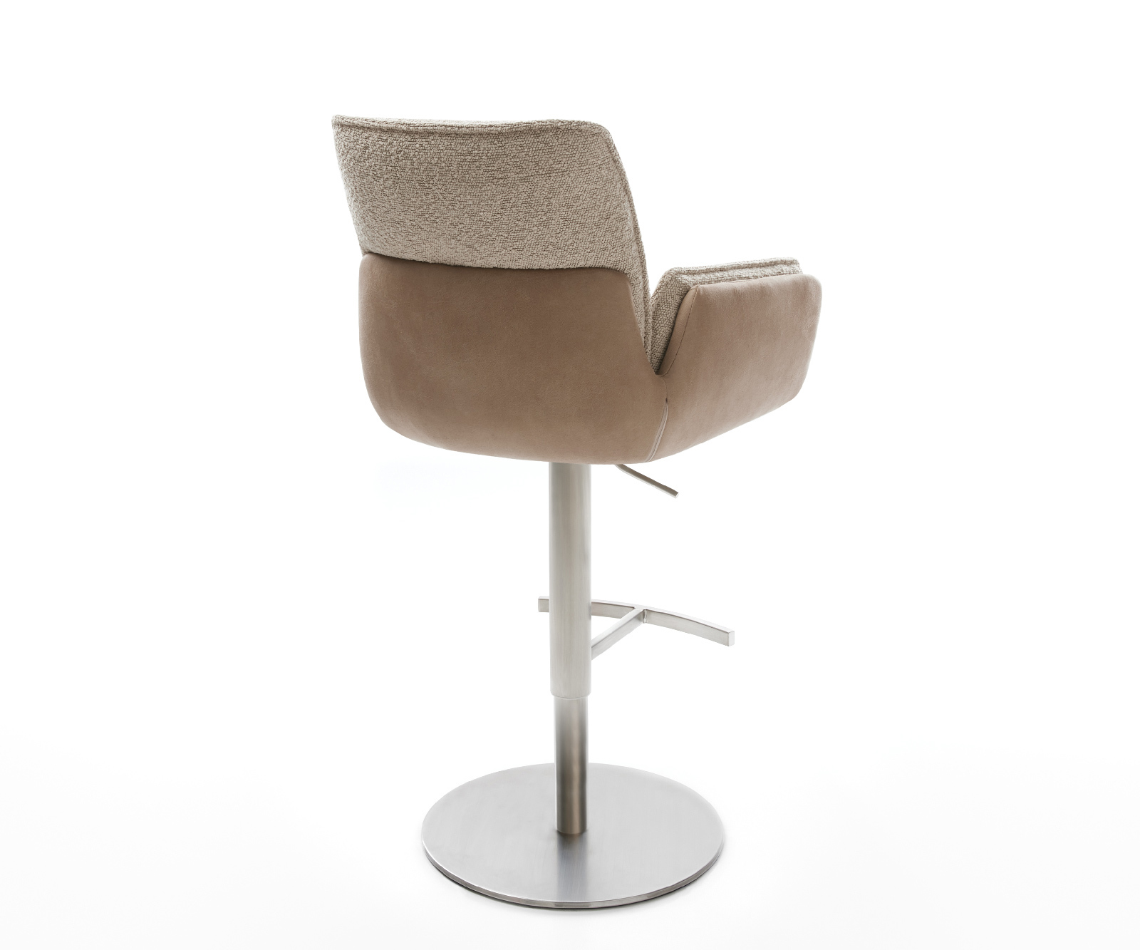 Bárszék Nela-Flex vegyes anyagok sötét bézs forgó láb magasságban állítható rozsdamentes acél forgatható zsákrugós - Image 5