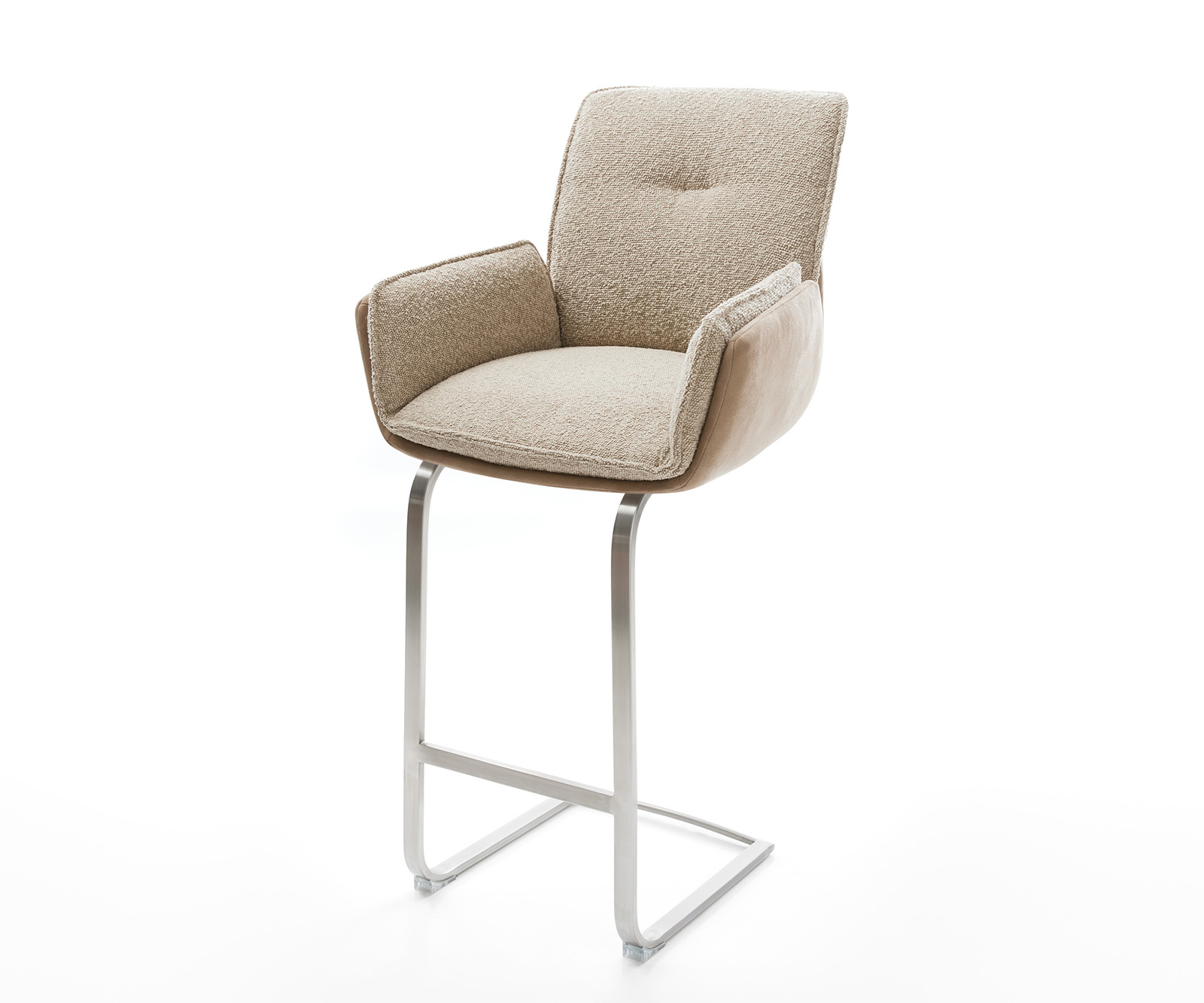 Bárszék Nela-Flex vegyes anyagok sötét bézs étkezőszék lapos rozsdamentes acél zsákrugós