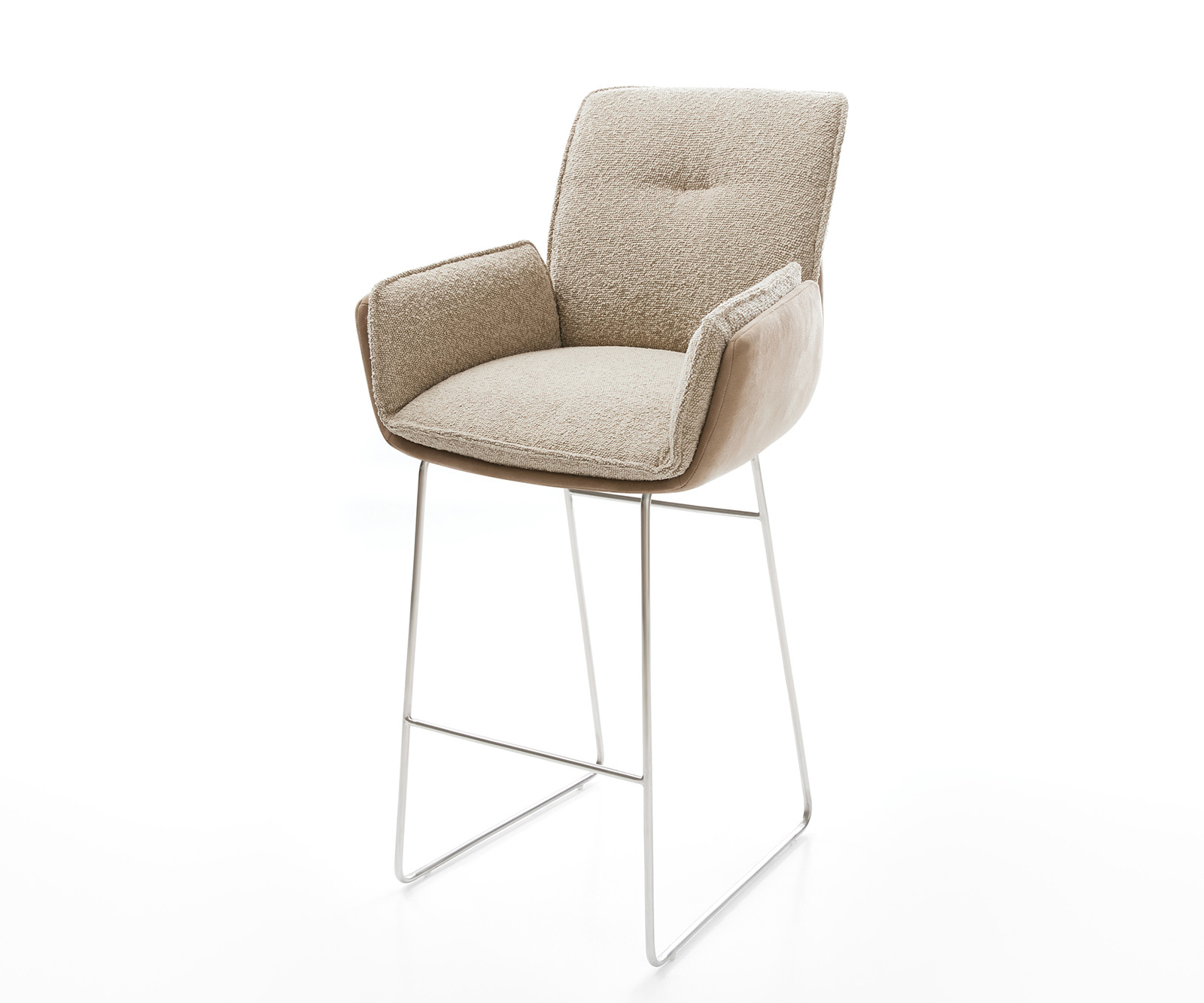 Bárszék Nela-Flex vegyes anyagok sötét bézs vékony lábazat rozsdamentes acél zsákrugós