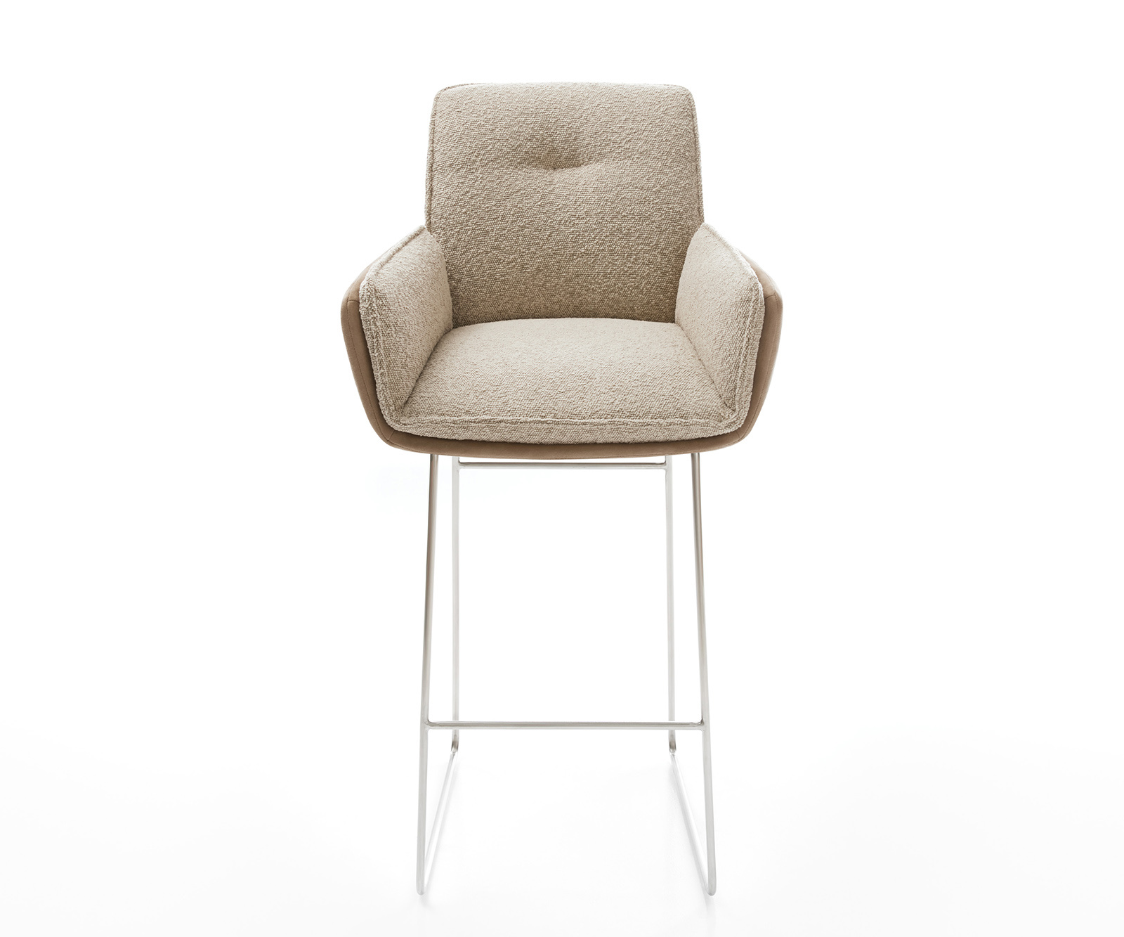 Bárszék Nela-Flex vegyes anyagok sötét bézs vékony lábazat rozsdamentes acél zsákrugós - Image 2