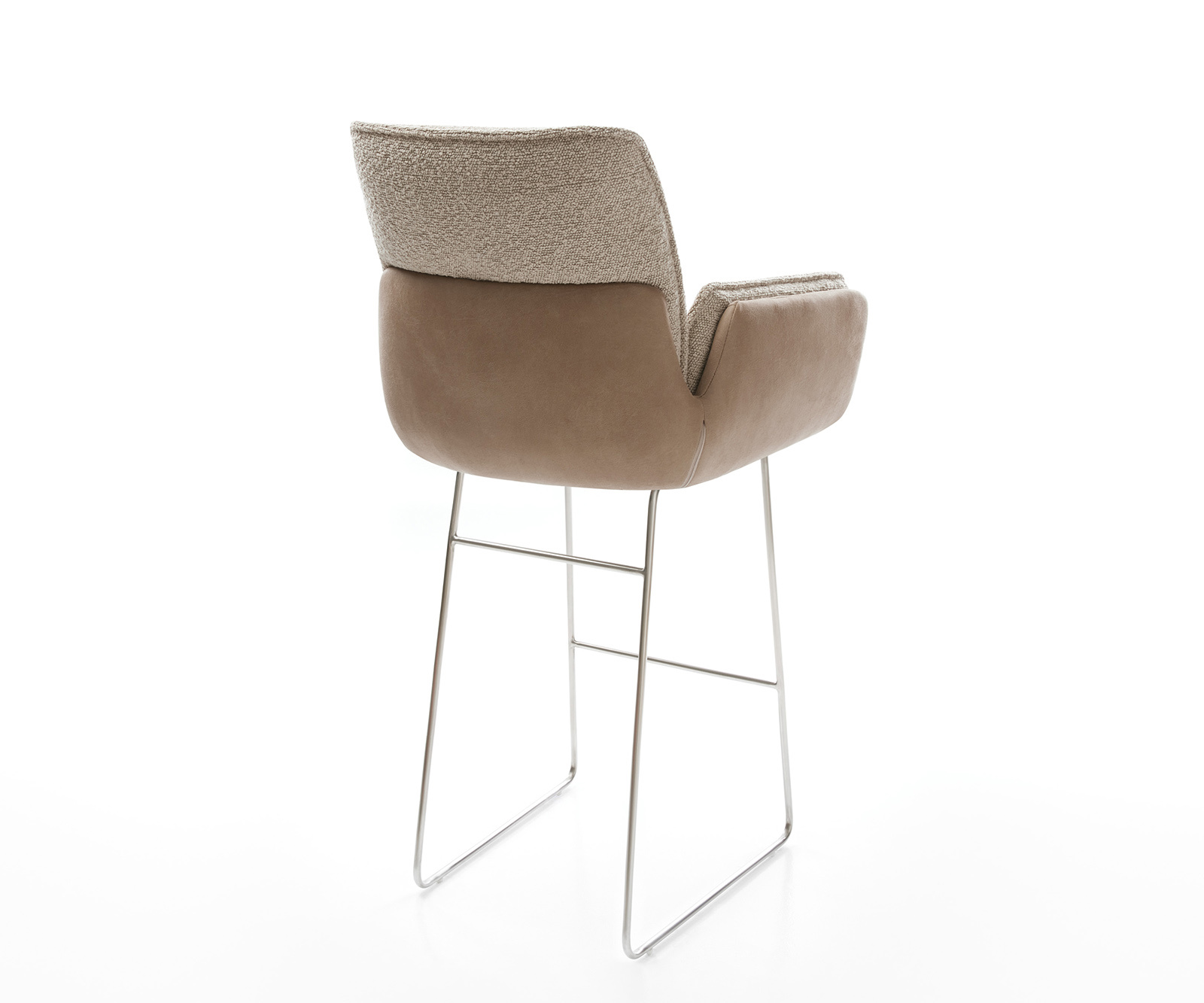 Bárszék Nela-Flex vegyes anyagok sötét bézs vékony lábazat rozsdamentes acél zsákrugós - Image 5