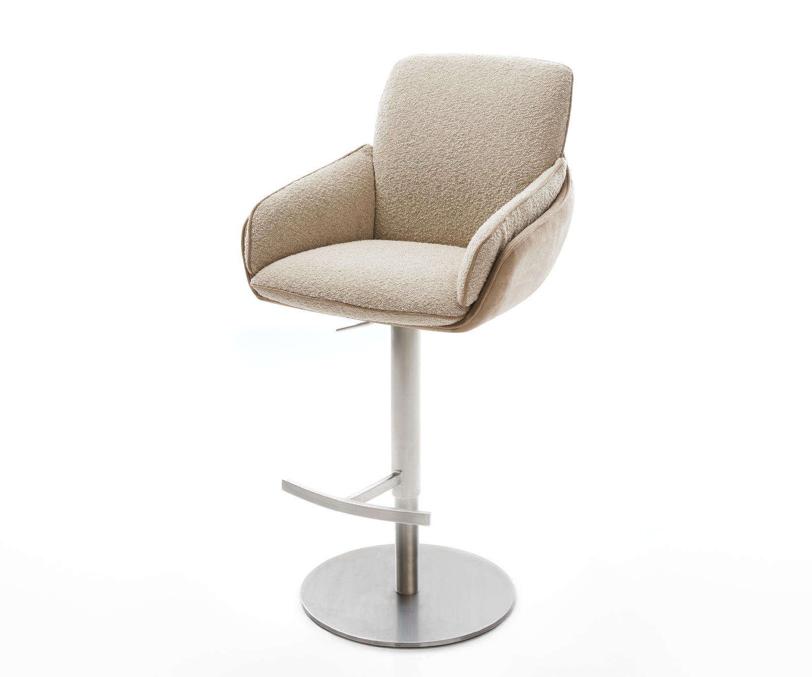 Bárszék Luan-Flex vegyes anyagok sötét bézs forgó láb magasságban állítható rozsdamentes acél forgatható zsákrugós