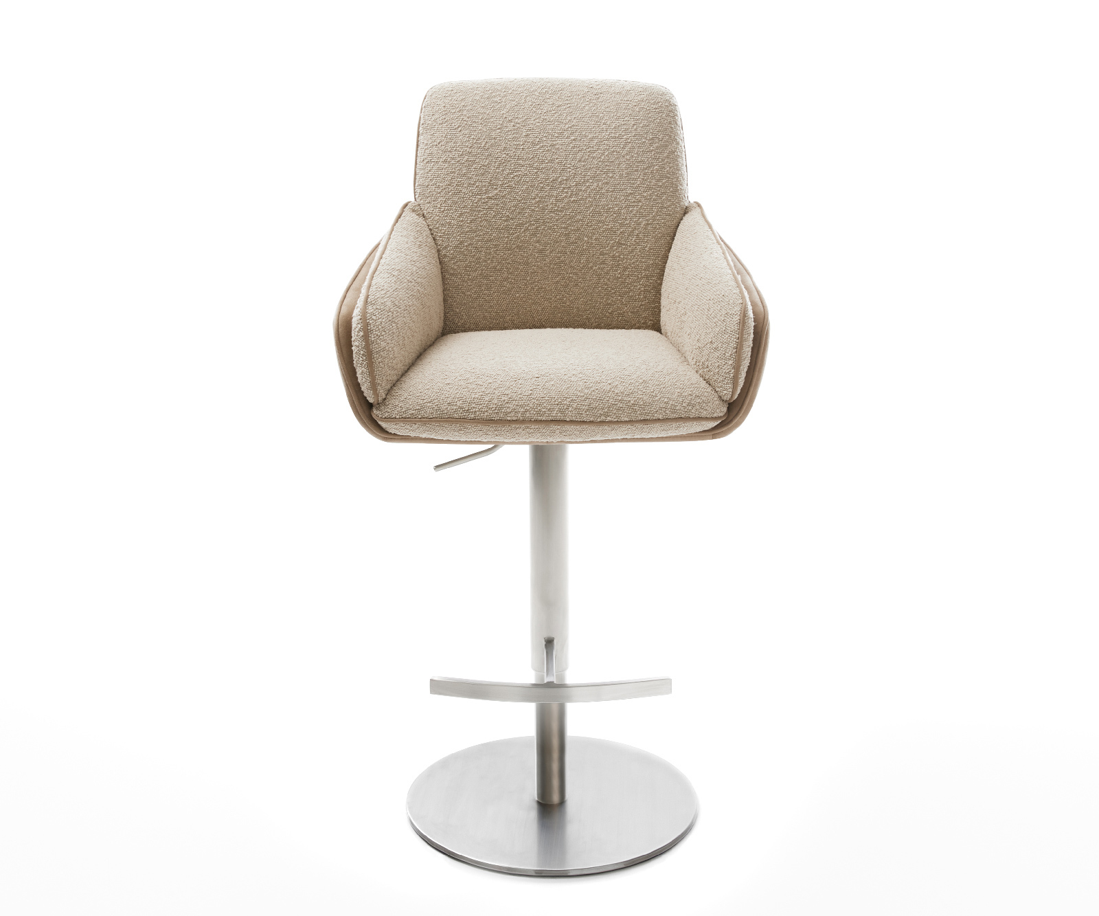 Bárszék Luan-Flex vegyes anyagok sötét bézs forgó láb magasságban állítható rozsdamentes acél forgatható zsákrugós - Image 2