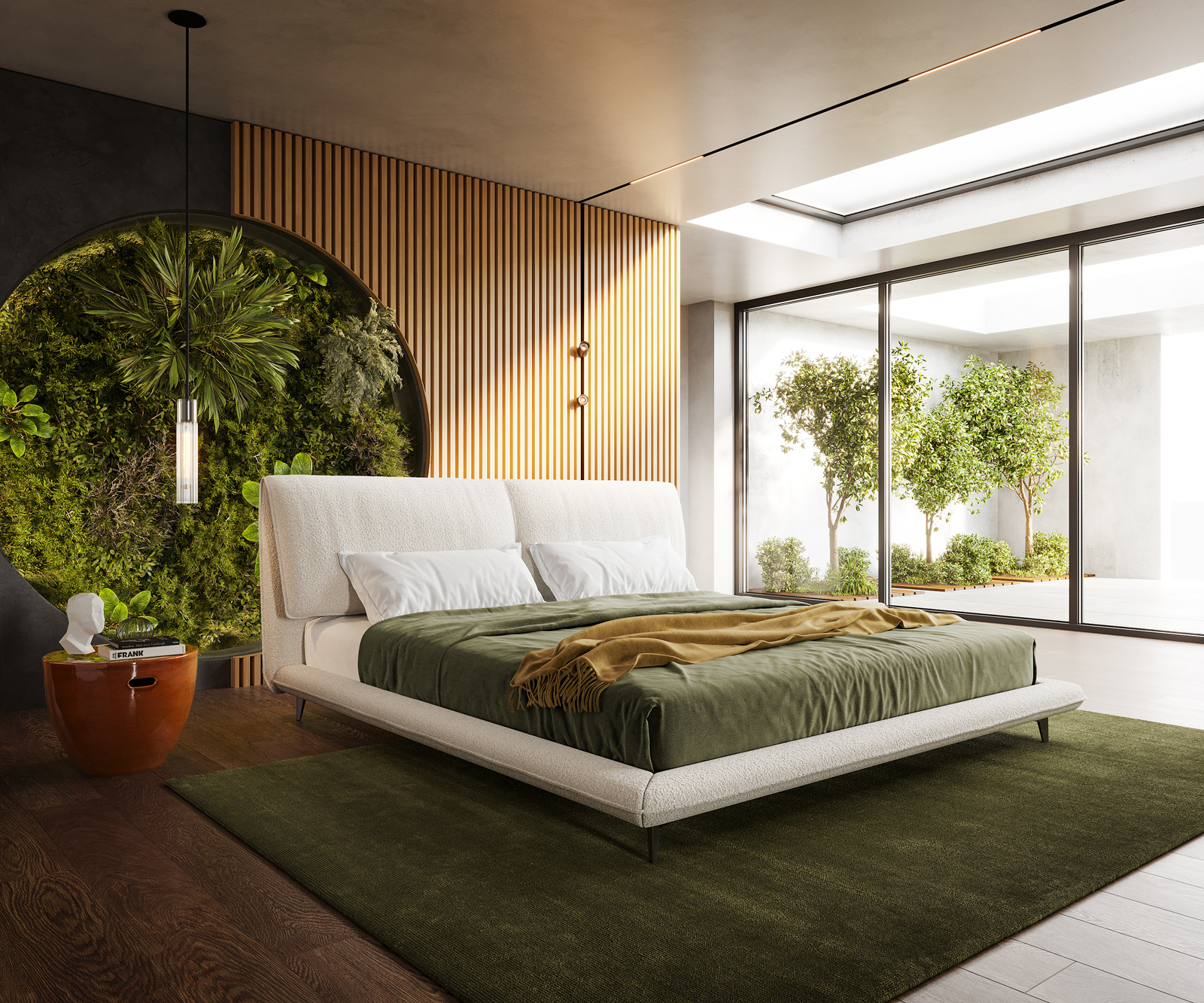 Kárpitozott ágy Cusino 180x200 cm bouclé krémfehér