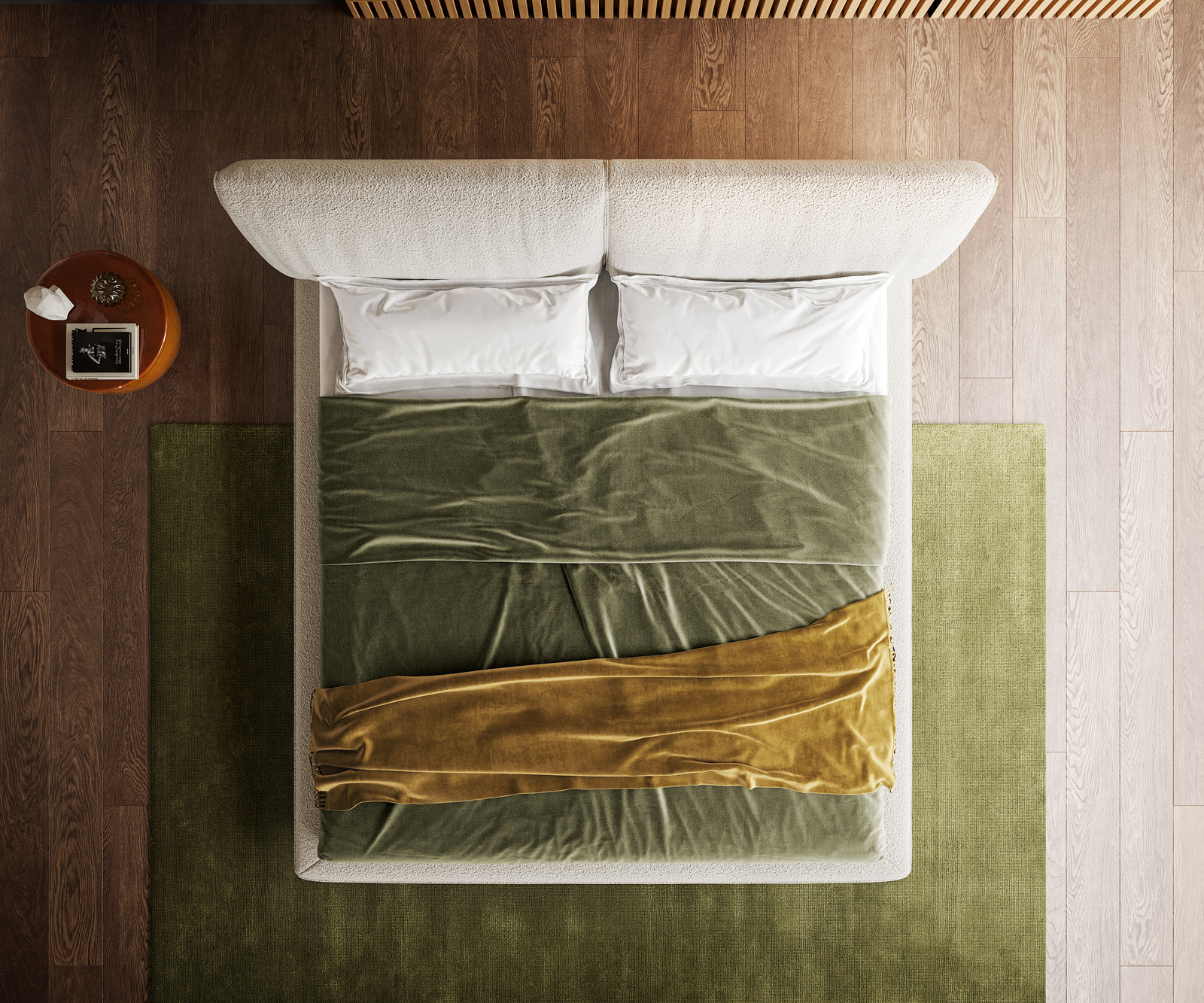 Kárpitozott ágy Cusino 180x200 cm bouclé krémfehér - Image 6