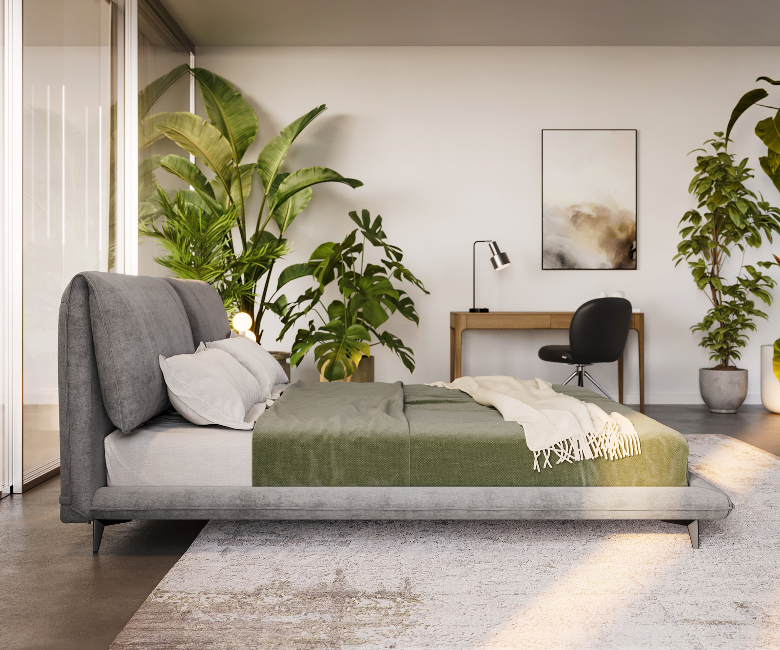 Kárpitozott ágy Cusino 180x200 cm mikroszálas szürke - Image 4