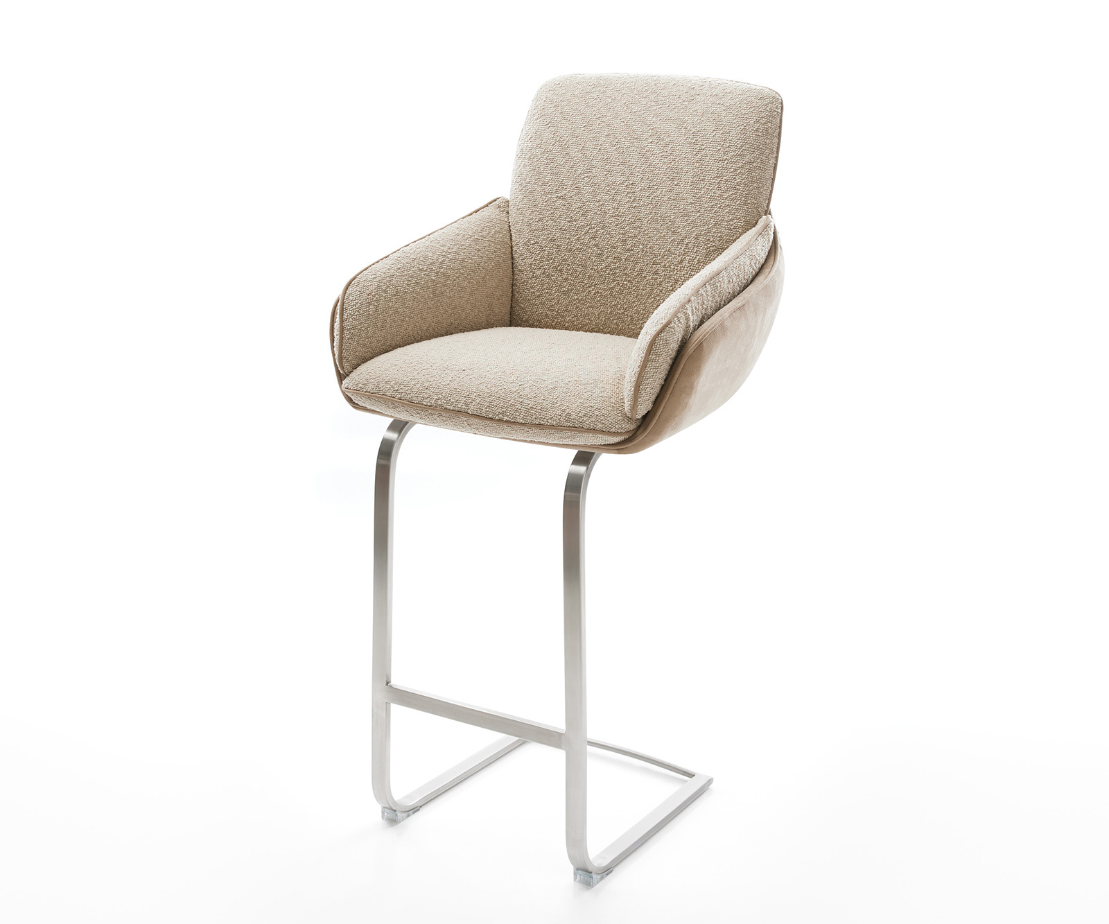 Bárszék Luan-Flex vegyes anyagok sötét bézs étkezőszék lapos rozsdamentes acél zsákrugós