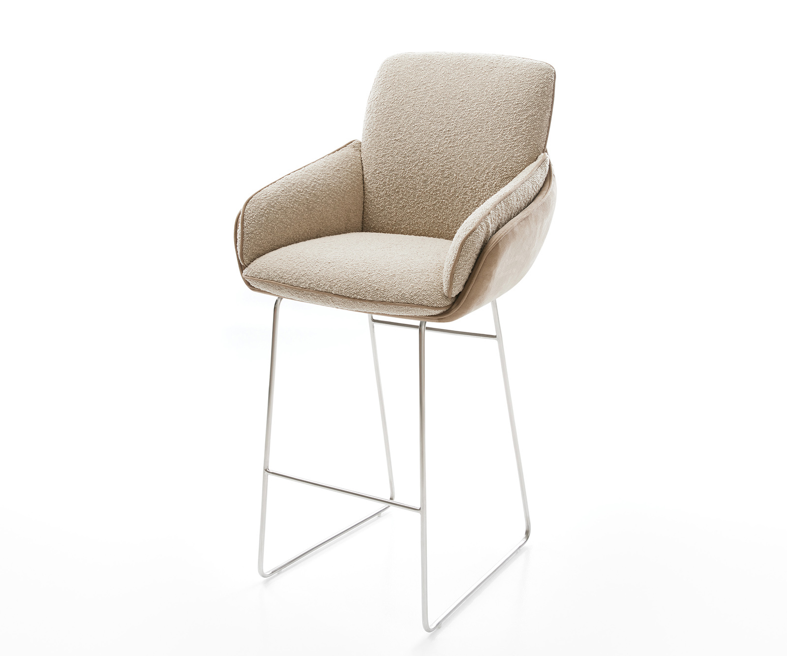 Bárszék Luan-Flex vegyes anyagok sötét bézs vékony lábazat rozsdamentes acél zsákrugós