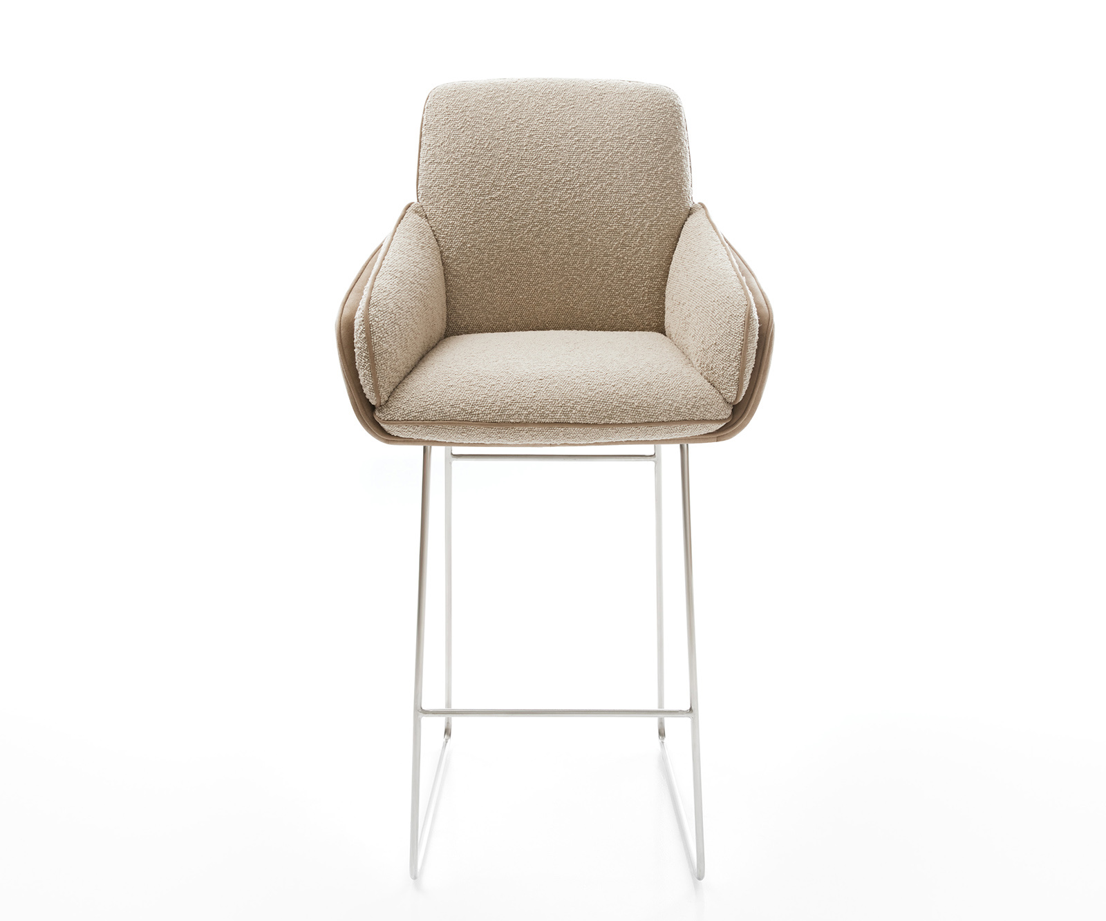 Bárszék Luan-Flex vegyes anyagok sötét bézs vékony lábazat rozsdamentes acél zsákrugós - Image 2