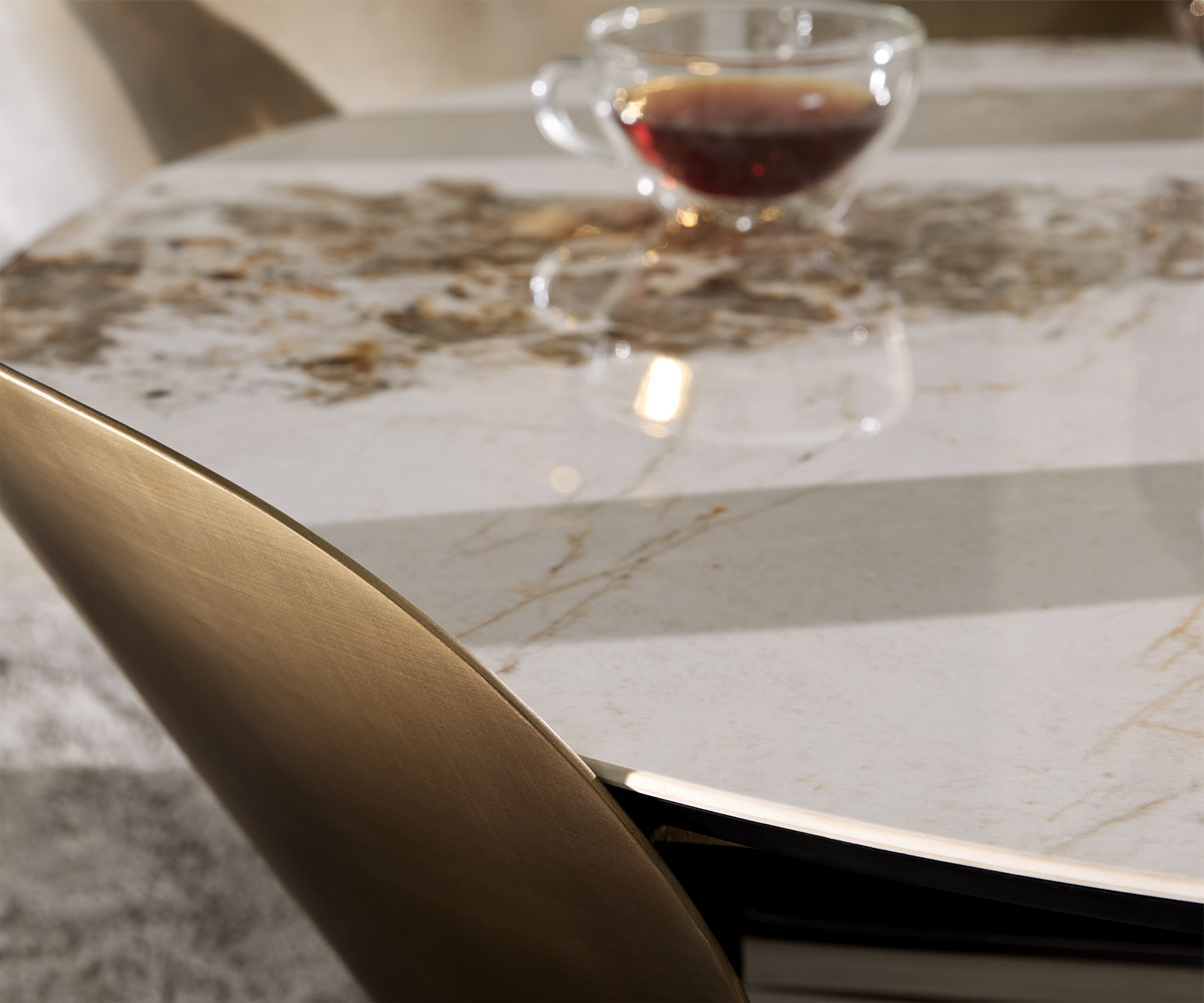 Dohányzóasztal Skafi 100x40 cm kerámia Minas melange metál arany - Image 5