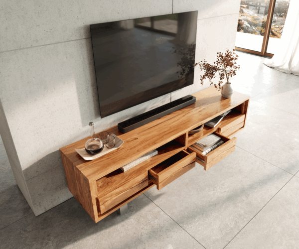 TV szekrény Live-Edge 190 cm akác természetes 4 fiók - Image 4