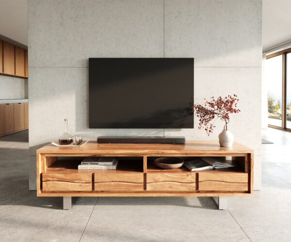 TV szekrény Live-Edge 190 cm akác természetes 4 fiók - Image 2