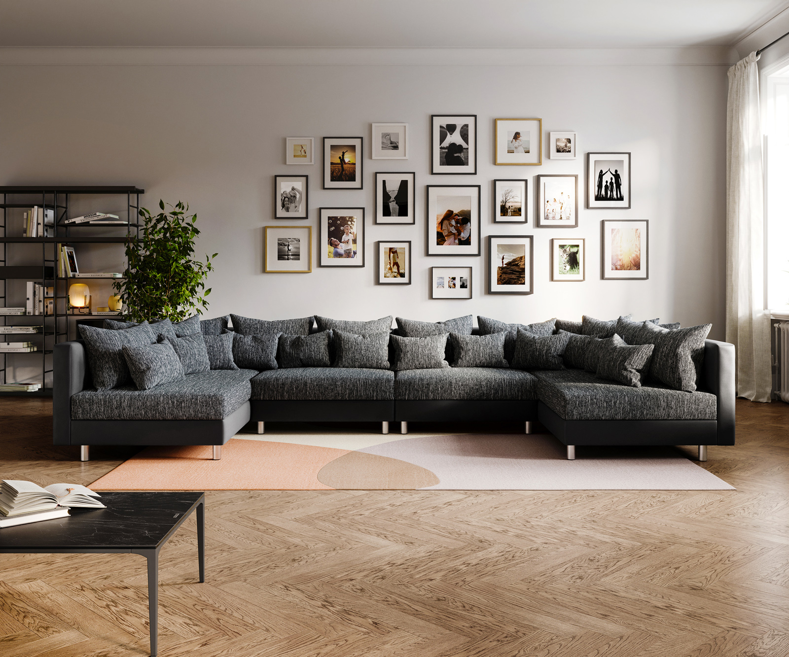 "U alakú kanapé Clovis XL fekete moduláris kanapé bővíthető" - Image 4