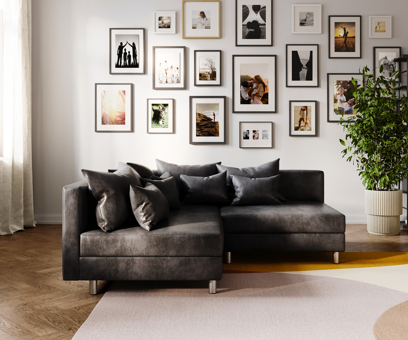 Sarokkanapé Clovis antracit vintage megjelenés bal oldali rekamié moduláris kanapé - Image 3