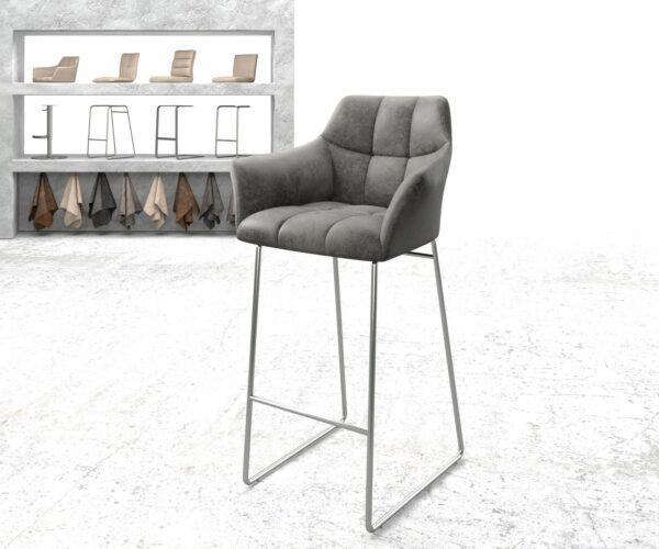 Bárszék Yulo-Flex vintage szürke vékony lábazat rozsdamentes acél