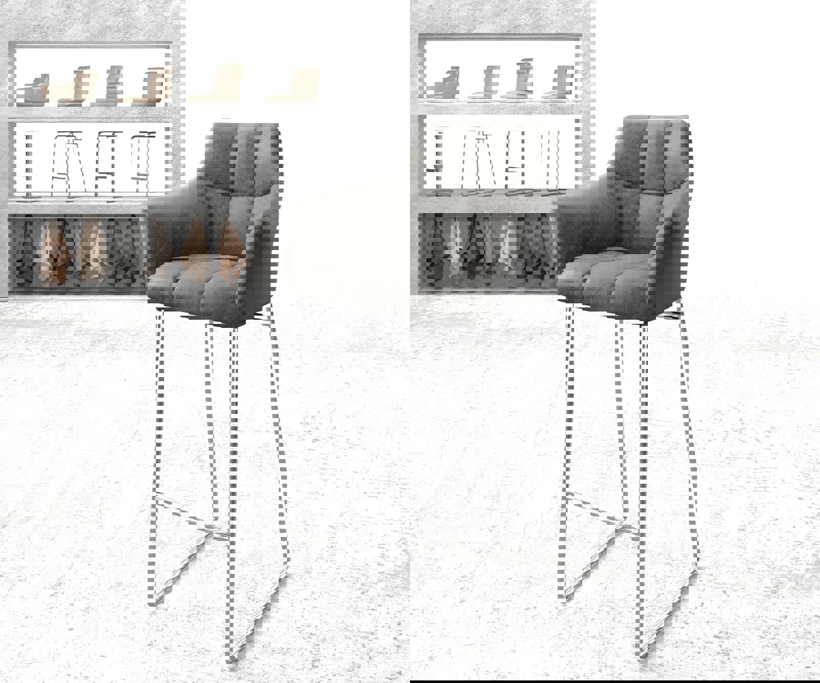 Bárszék Yulo-Flex vintage szürke vékony lábazat rozsdamentes acél