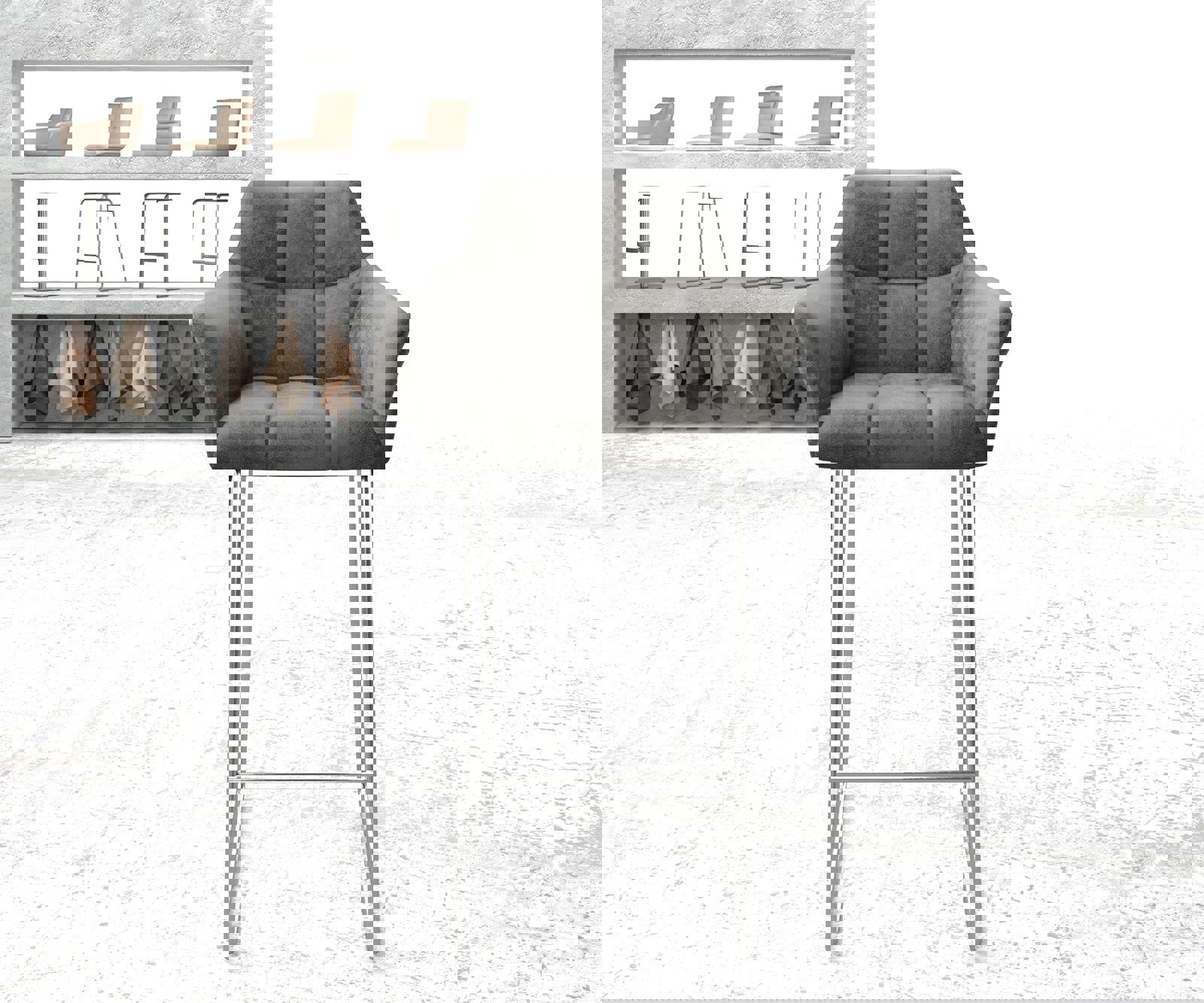 Bárszék Yulo-Flex vintage szürke vékony lábazat rozsdamentes acél - Image 2