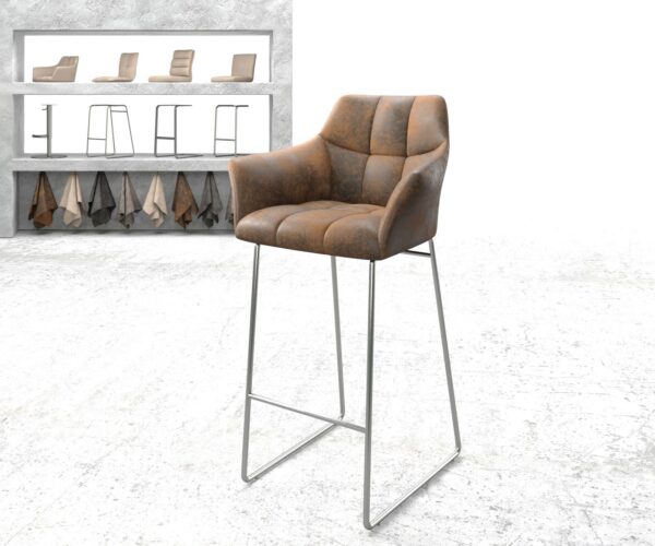 Bárszék Yulo-Flex vintage barna vékony lábazat rozsdamentes acél