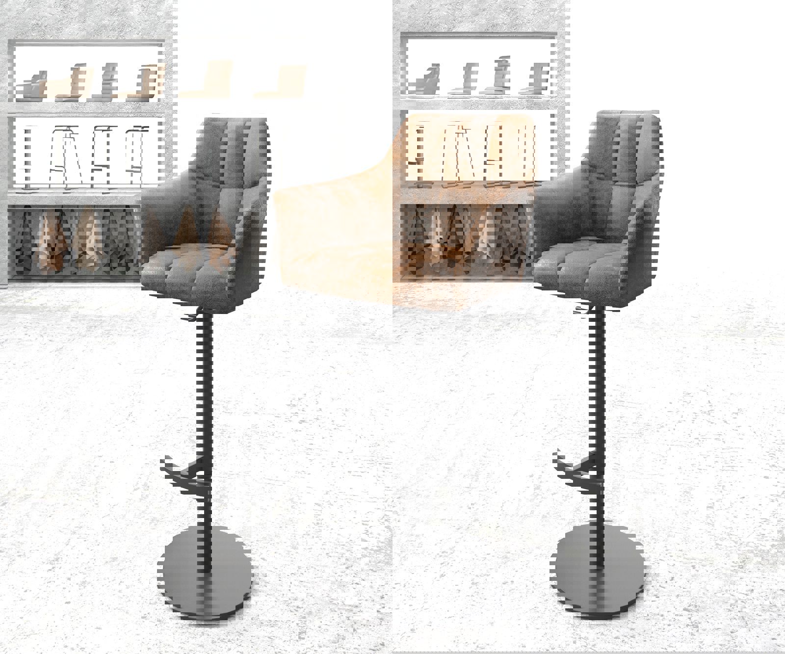 Bárszék Yulo-Flex vintage barna forgatható magasságban állítható fém láb