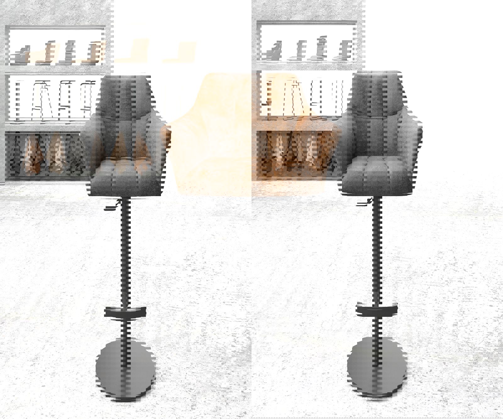 Bárszék Yulo-Flex vintage barna forgatható magasságban állítható fém láb - Image 2