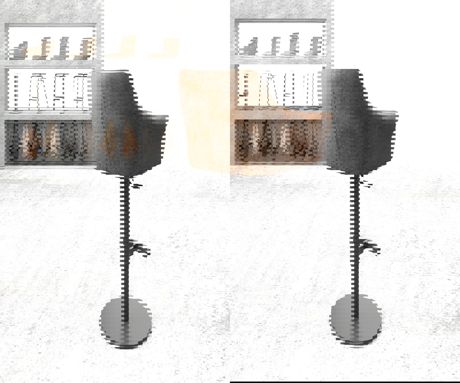 Bárszék Yulo-Flex vintage barna forgatható magasságban állítható fém láb - Image 3