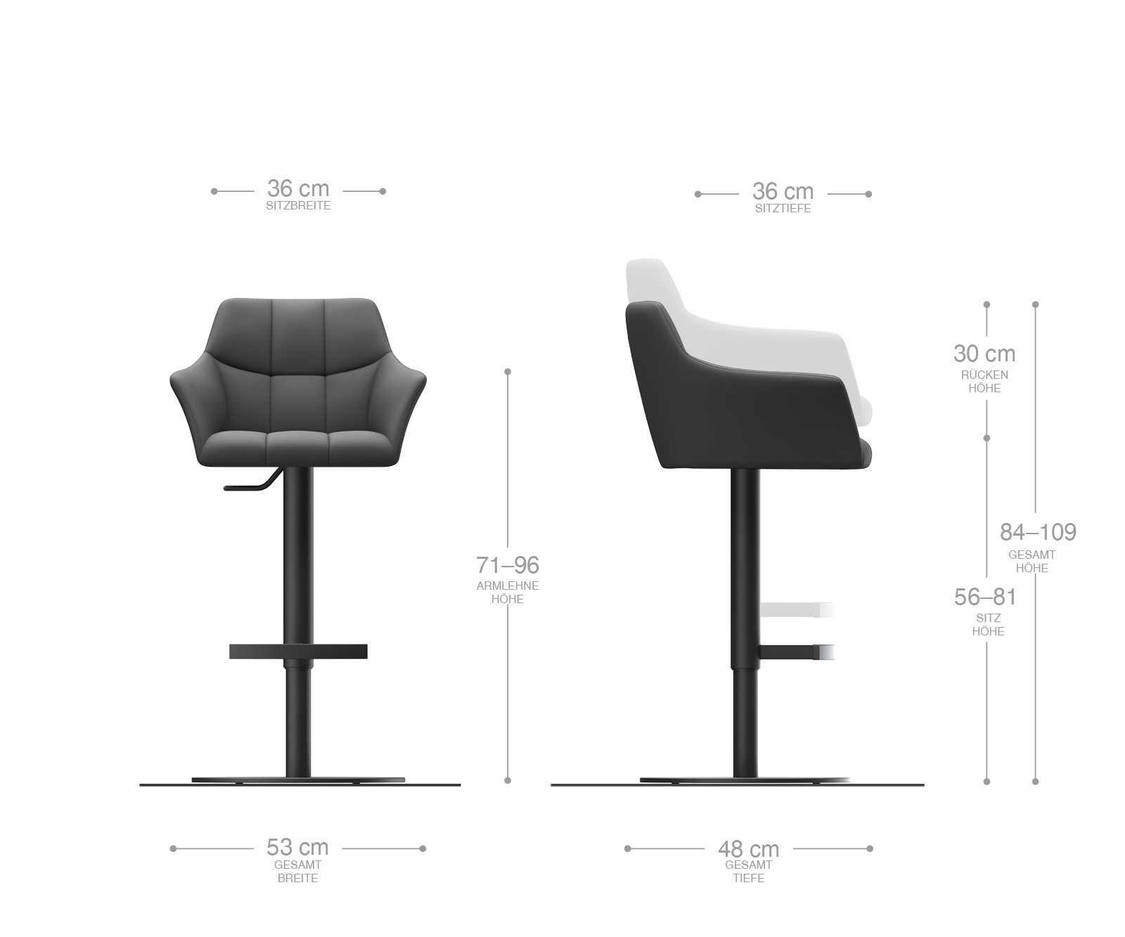 Bárszék Yulo-Flex vintage barna forgatható magasságban állítható fém láb - Image 7