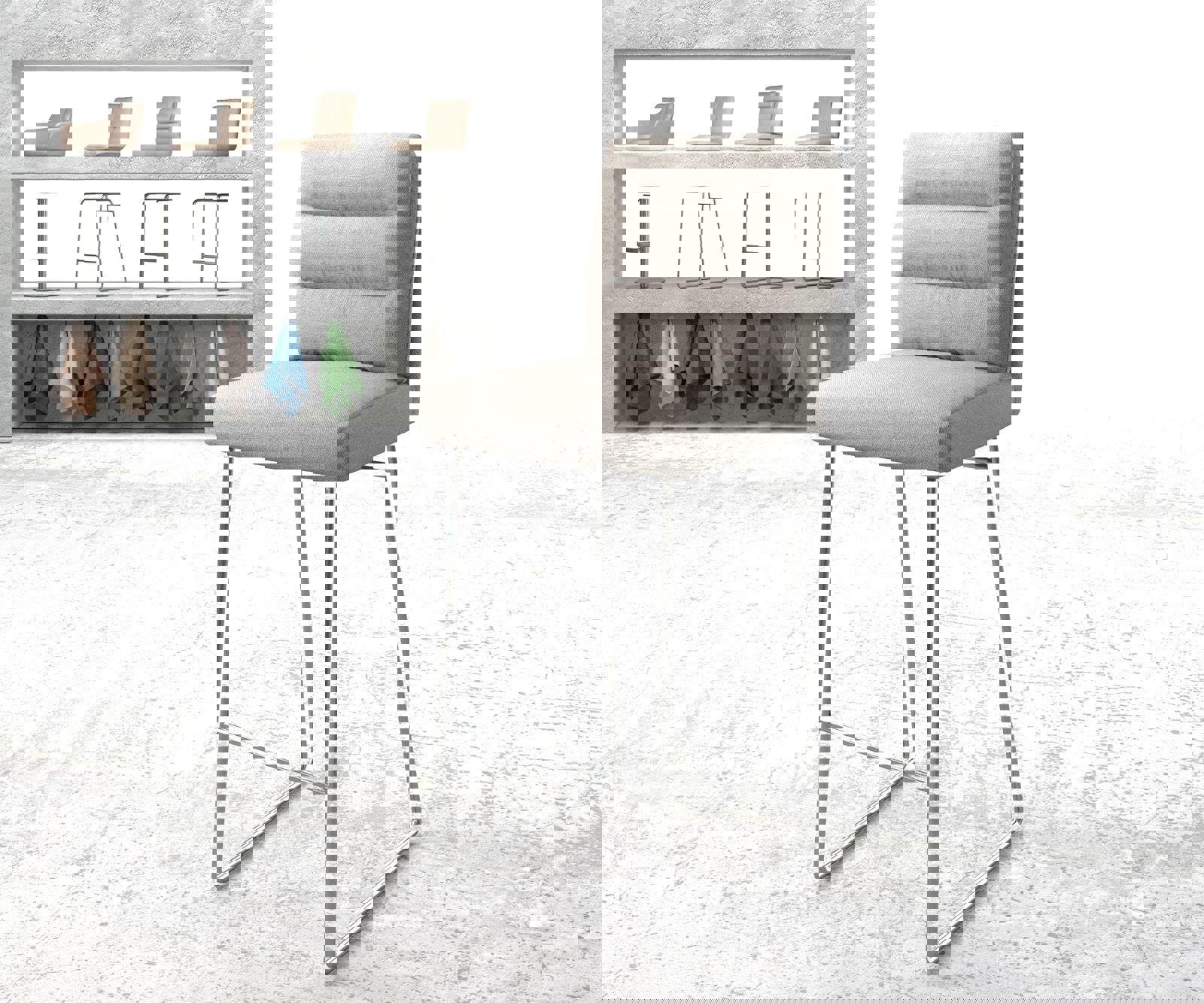 Bárszék Pela-Flex csíkos világosszürke vékony lábazat rozsdamentes acél