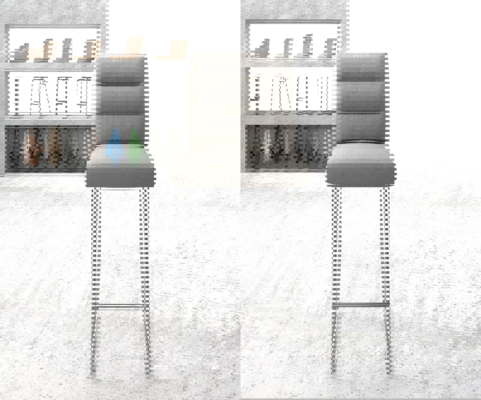 Bárszék Pela-Flex csíkos világosszürke vékony lábazat rozsdamentes acél - Image 2