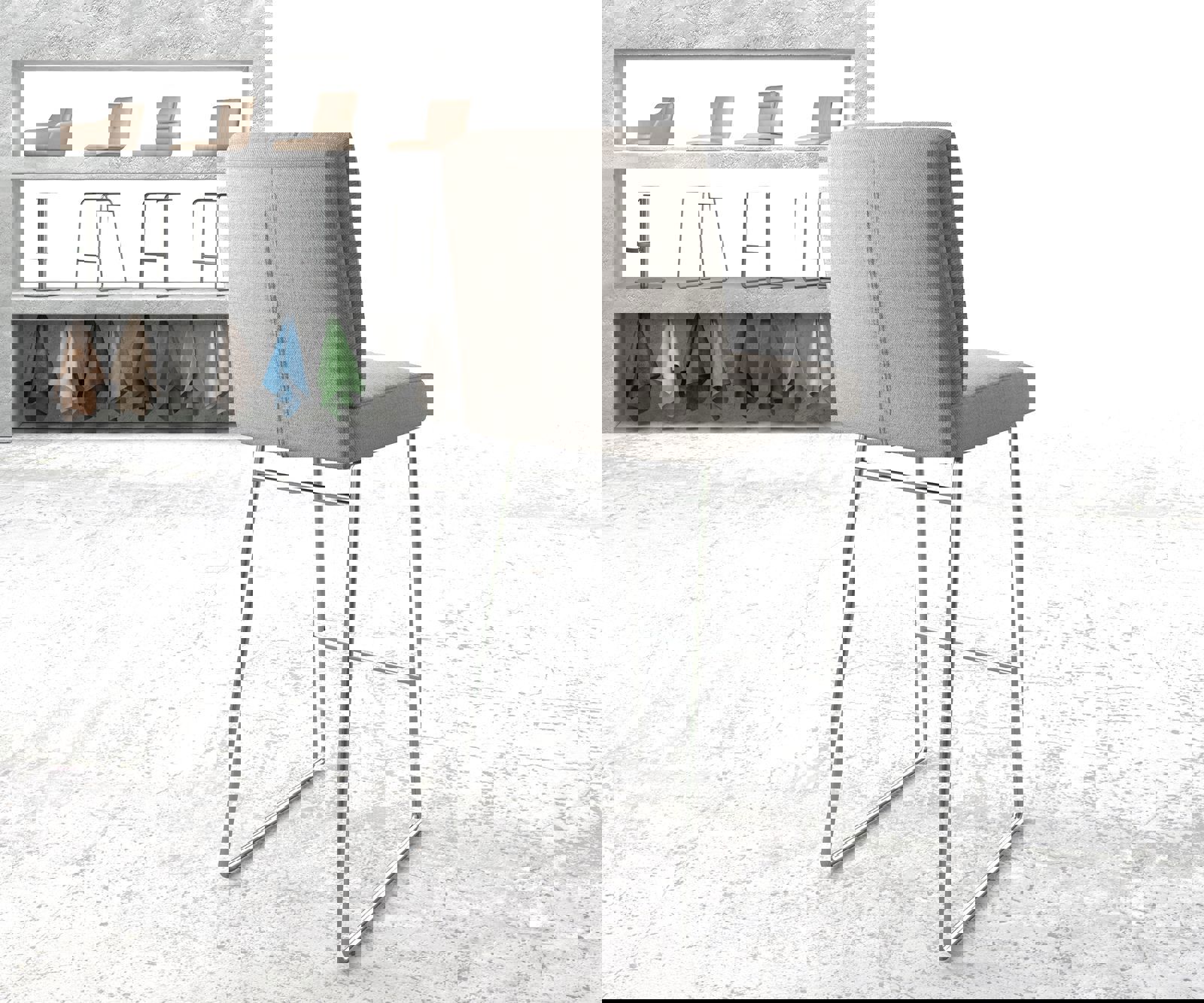 Bárszék Pela-Flex csíkos világosszürke vékony lábazat rozsdamentes acél - Image 3