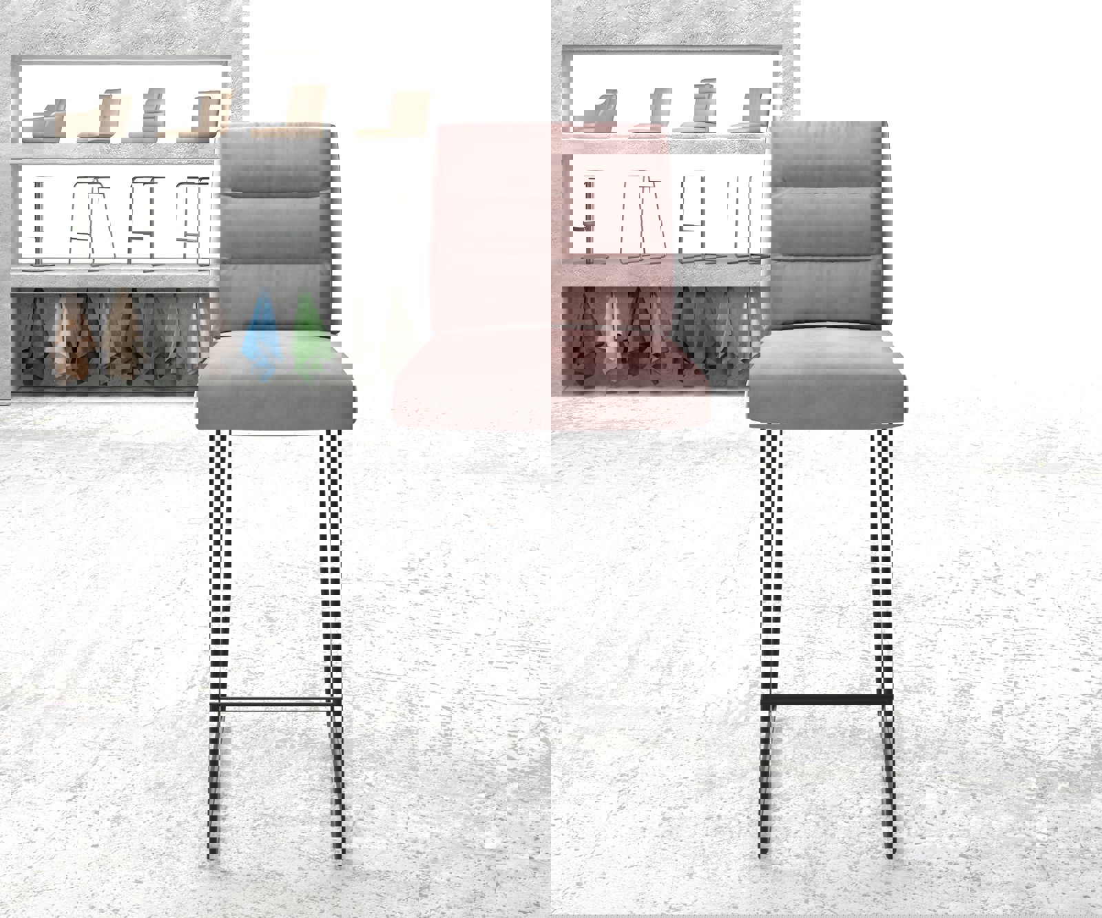 Bárszék Pela-Flex bársony rózsaszín vékony fém lábazattal - Image 2