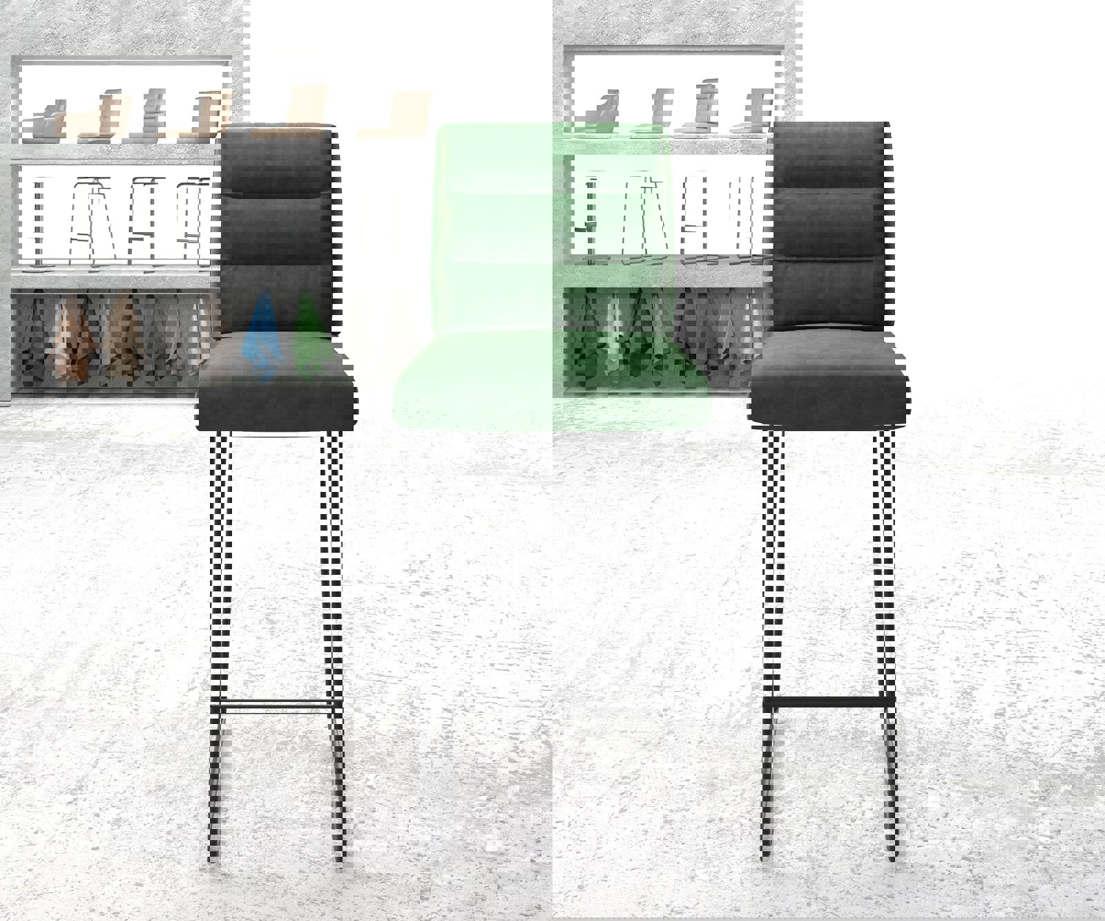 Bárszék Pela-Flex bársony zöld vékony fém lábazat - Image 2