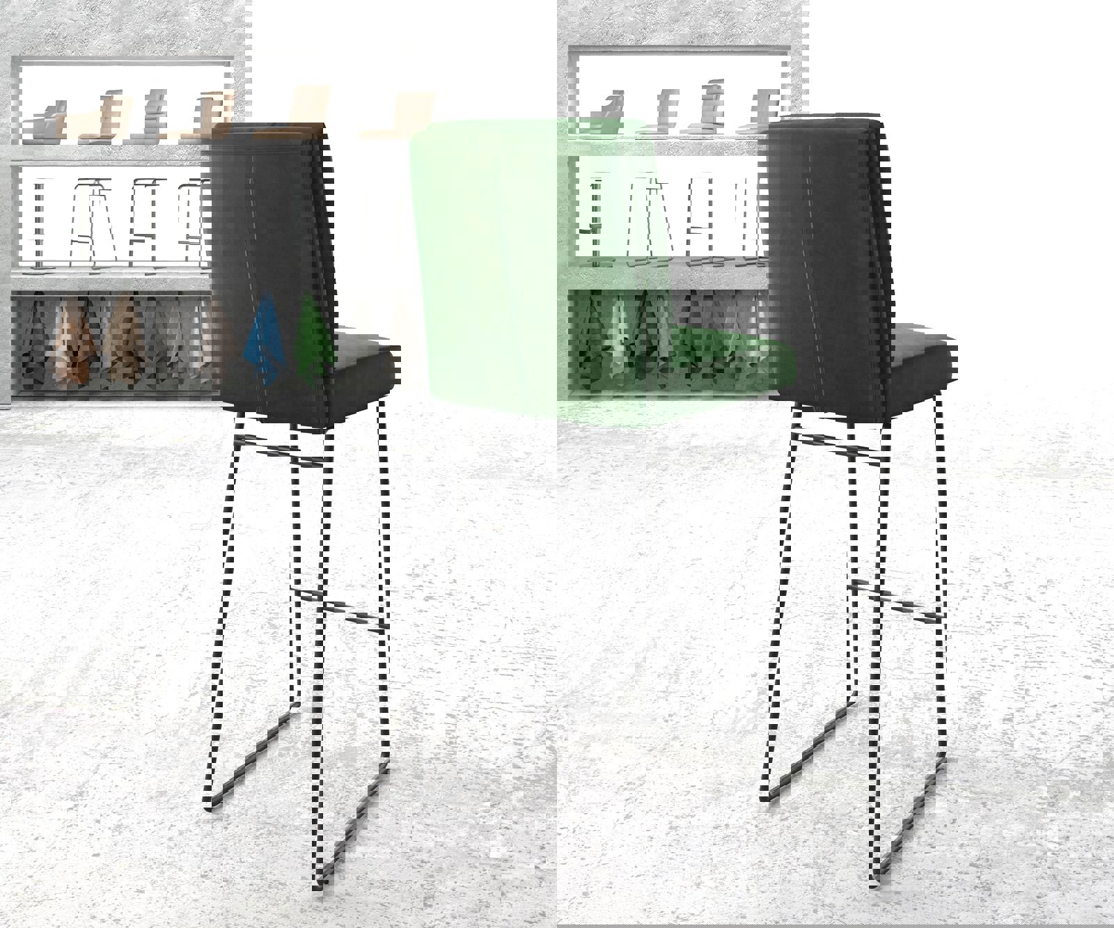 Bárszék Pela-Flex bársony zöld vékony fém lábazat - Image 3