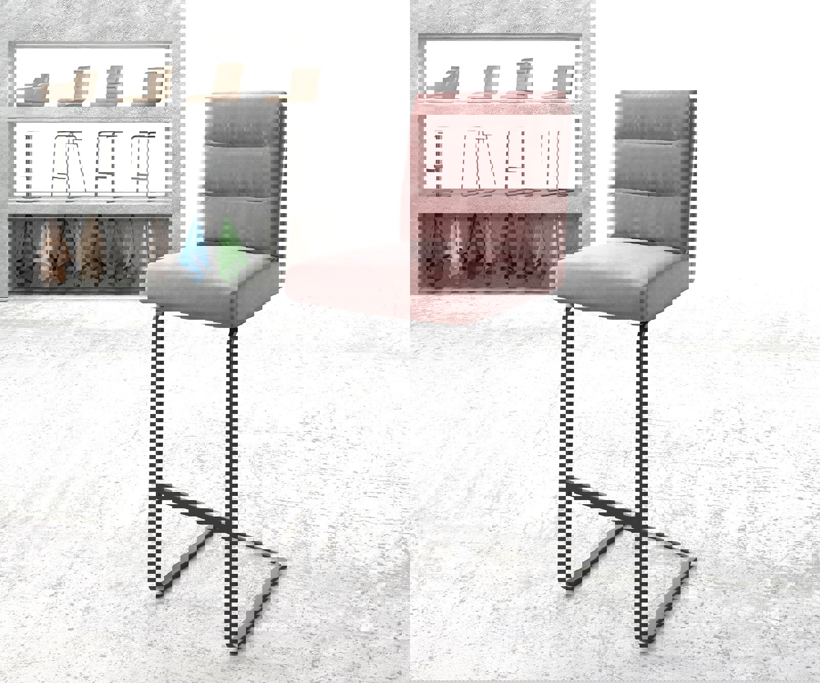 Bárszék Pela-Flex bársony rózsaszín étkezőszék lapos fém