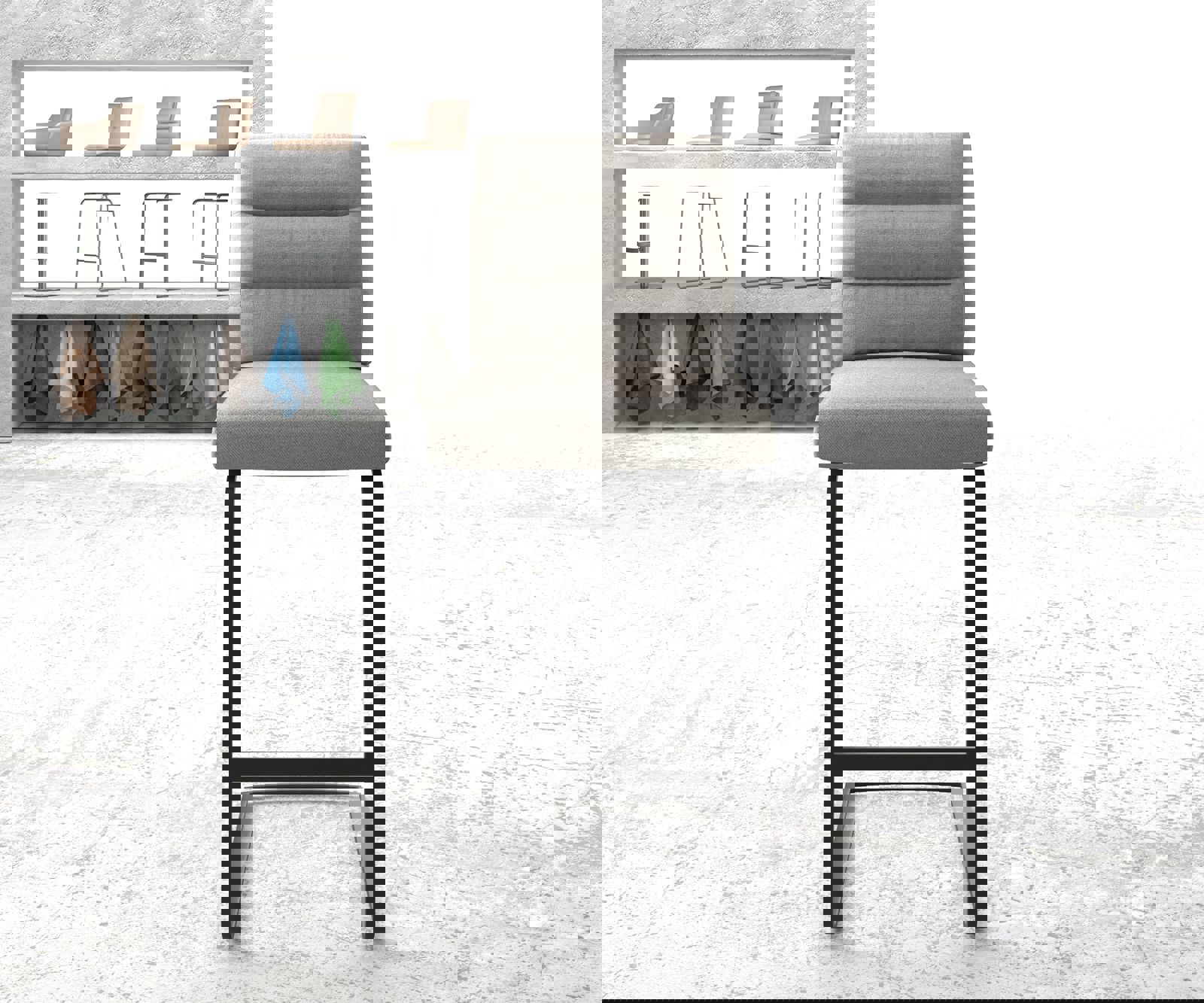 Bárszék Pela-Flex csíkos világosszürke étkezőszék lapos fém - Image 2