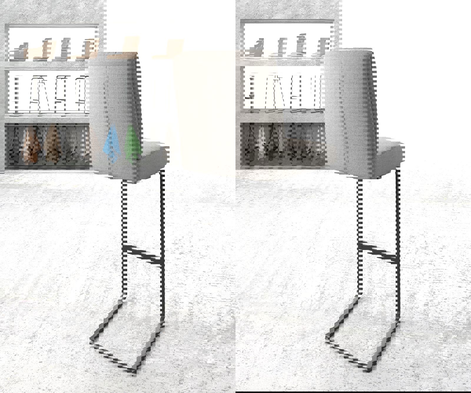 Bárszék Pela-Flex csíkos világosszürke étkezőszék lapos fém - Image 3