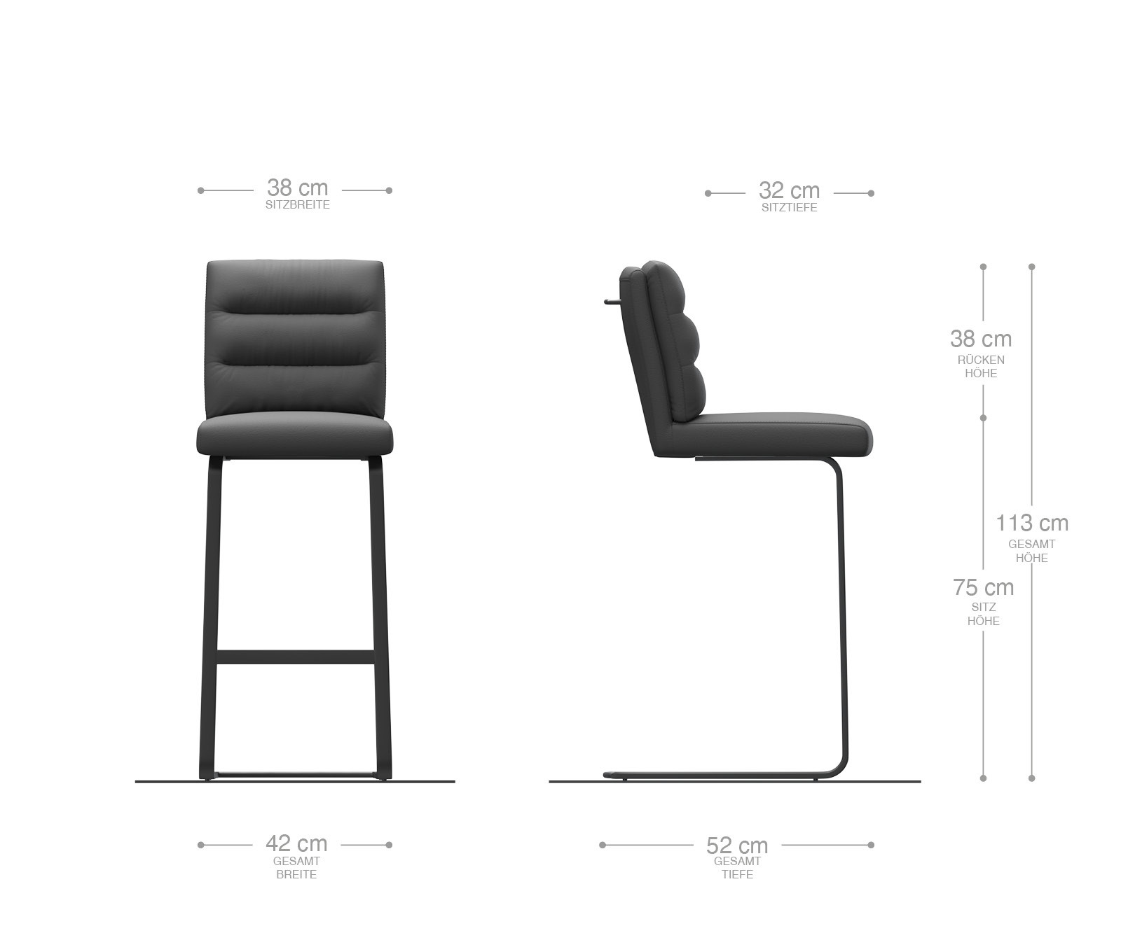 Bárszék Pela-Flex csíkos világosszürke étkezőszék lapos fém - Image 7