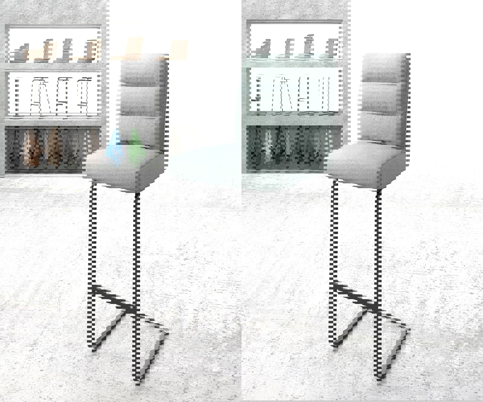 Bárszék Pela-Flex csíkos mentol étkezőszék lapos fém