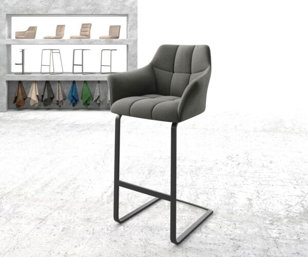 Bárszék Yulo-Flex strukturált szövet antracit étkezőszék lapos fém