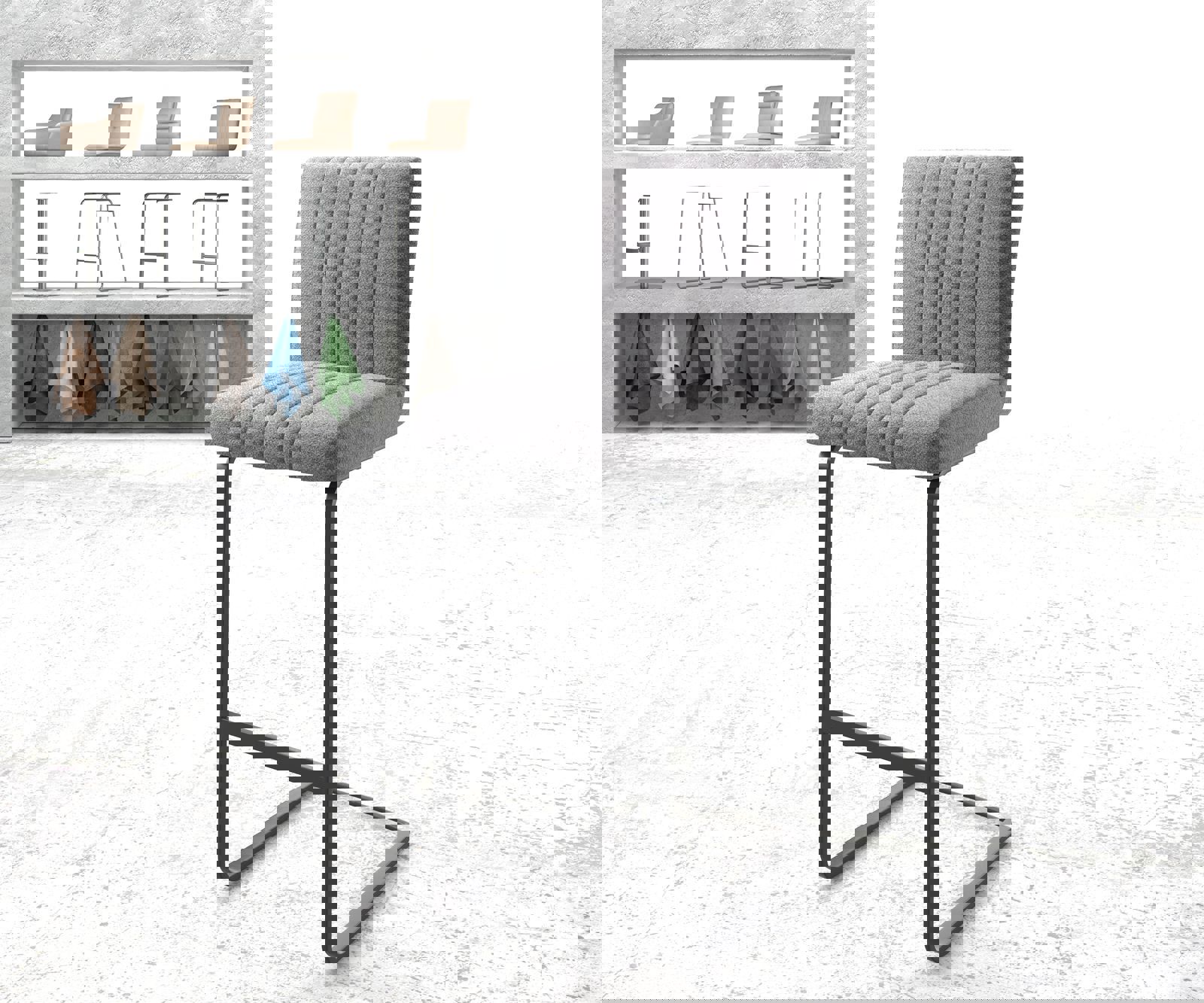 Bárszék Luiga-Flex világosszürke mikroszálas étkezőszék lapos fém