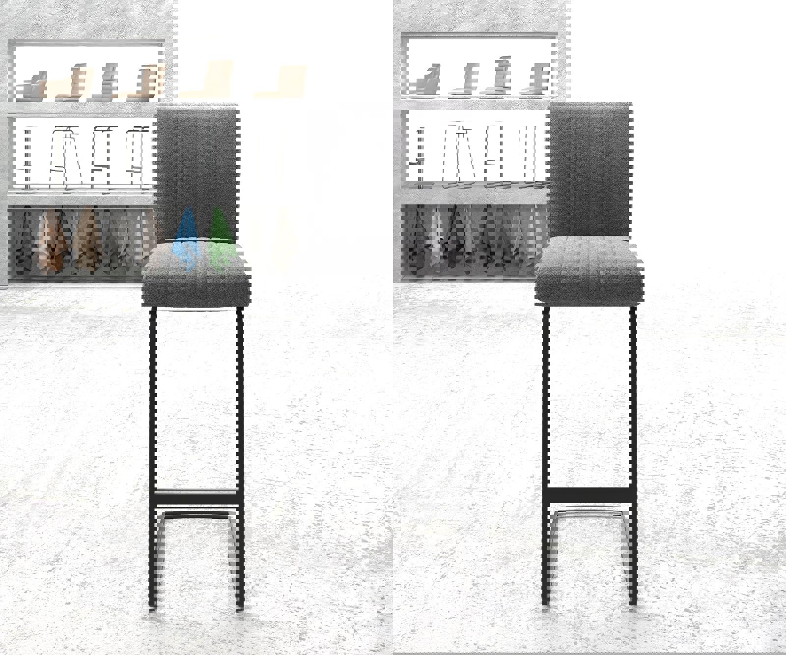 Bárszék Luiga-Flex világosszürke mikroszálas étkezőszék lapos fém - Image 2