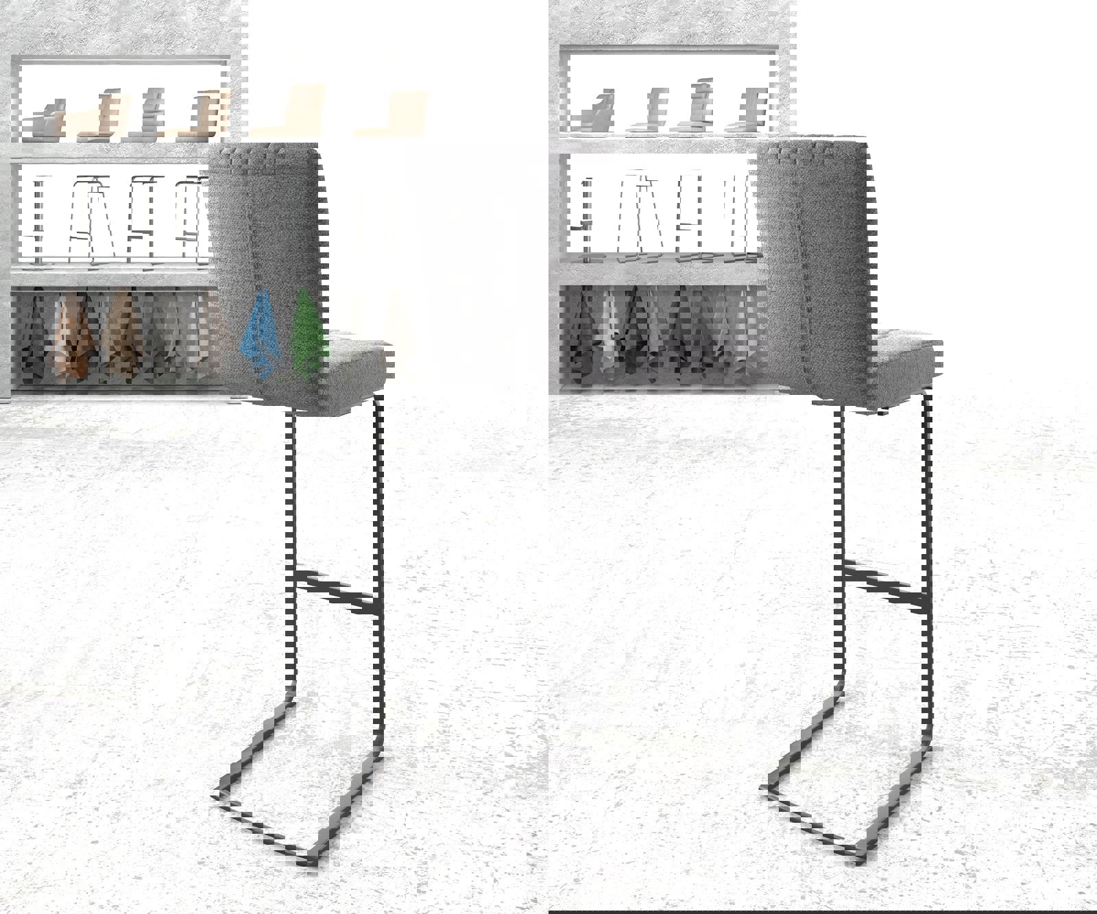 Bárszék Luiga-Flex világosszürke mikroszálas étkezőszék lapos fém - Image 3