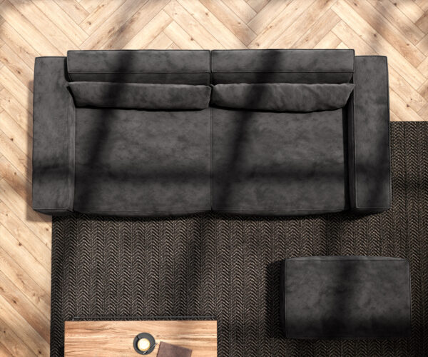 Nagy kanapé Sirpio 230x90 cm mikroszálas fekete puffal - Image 6
