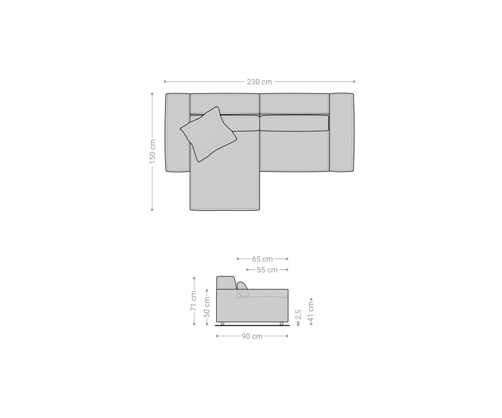 Sarokkanapé Sirpio 230x150 cm kordbársony bézs rekamié változtatható - Image 7