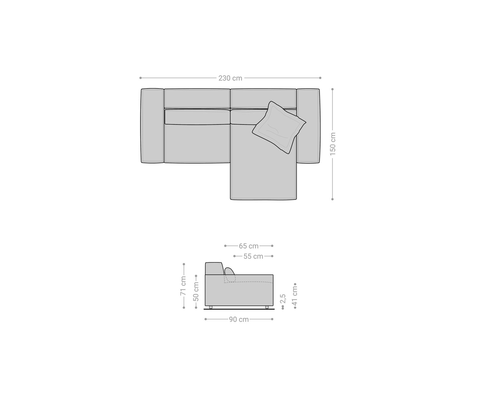 Sarokkanapé Sirpio 230x150 cm bouclé krémfehér rekamié változtatható - Image 7